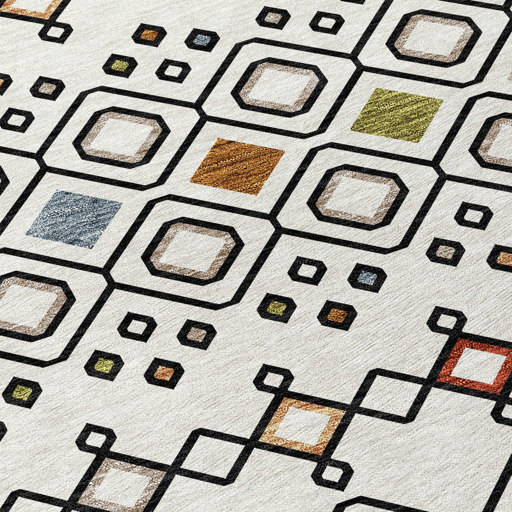 10' X 14' Ivory Red And Gray Geometric Washable Indoor Outdoor Area Rug - 1 - Sports & Outdoor
