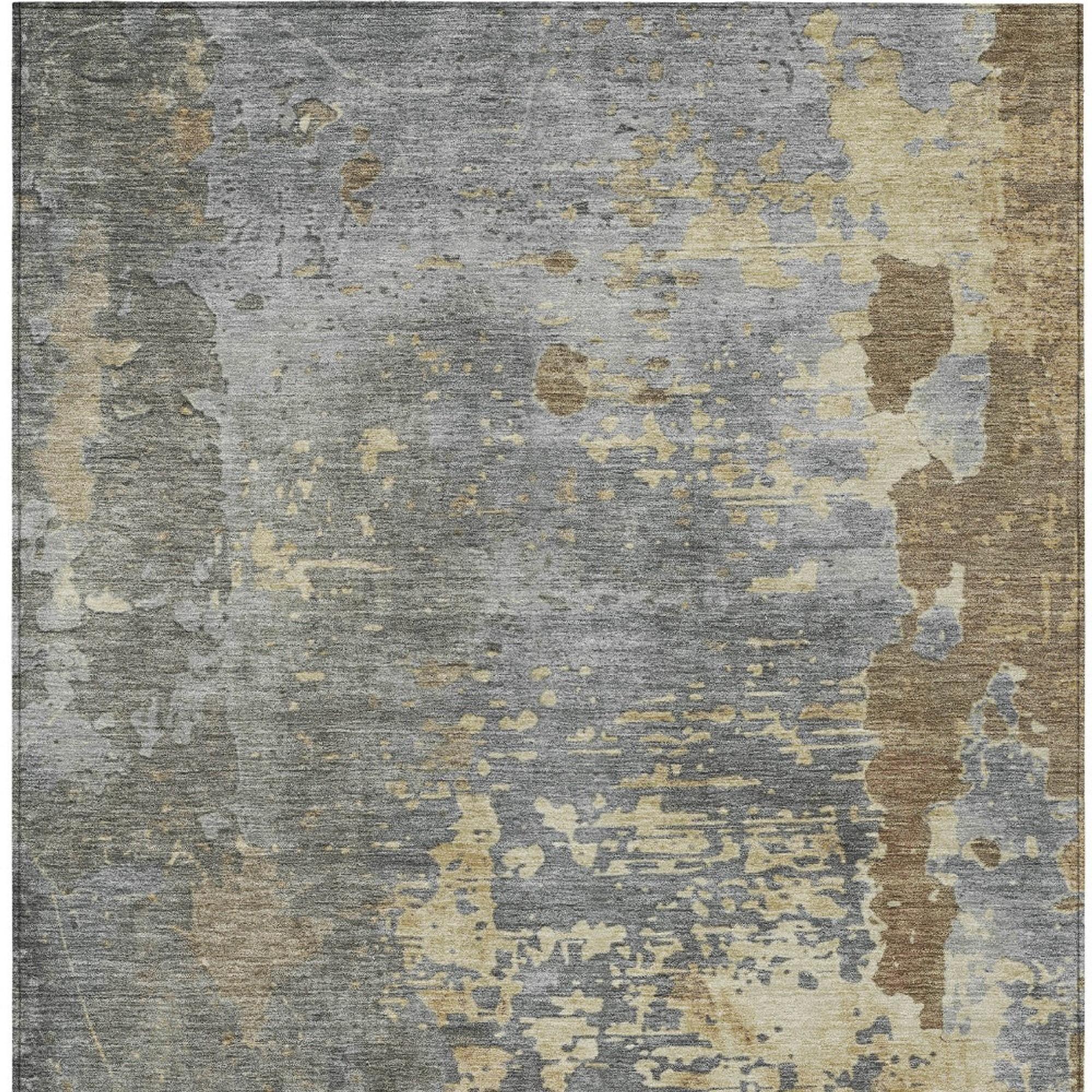 10' X 14' Taupe Gray And Beige Abstract Washable Indoor Outdoor Area Rug - 1 - Sports & Outdoor