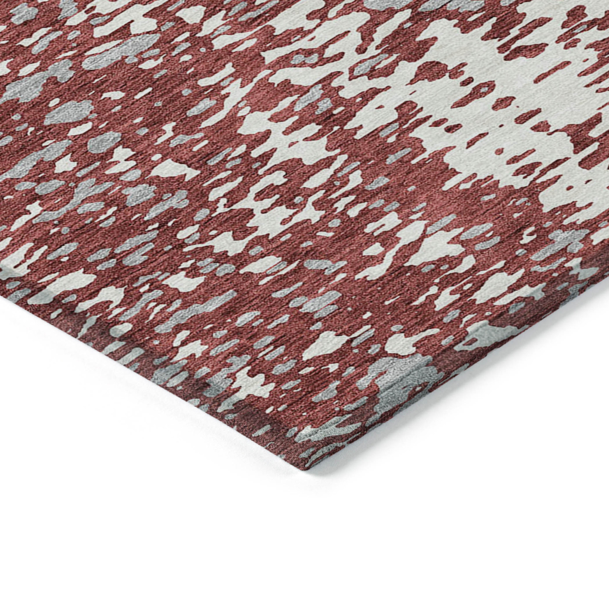 10' X 14' Burgundy And Ivory Abstract Washable Indoor Outdoor Area Rug - 1 - Sports & Outdoor