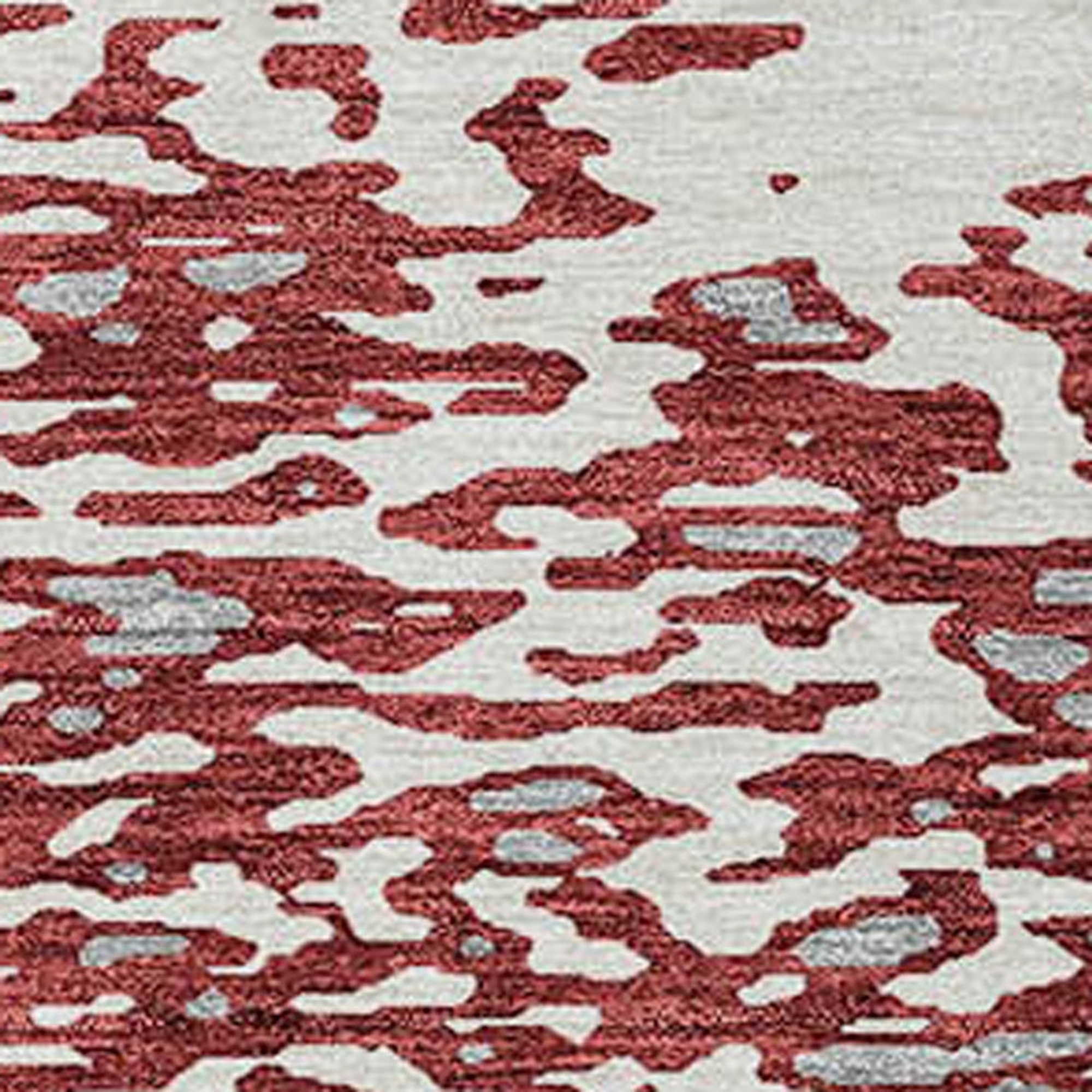 10' X 14' Burgundy And Ivory Abstract Washable Indoor Outdoor Area Rug - 1 - Sports & Outdoor