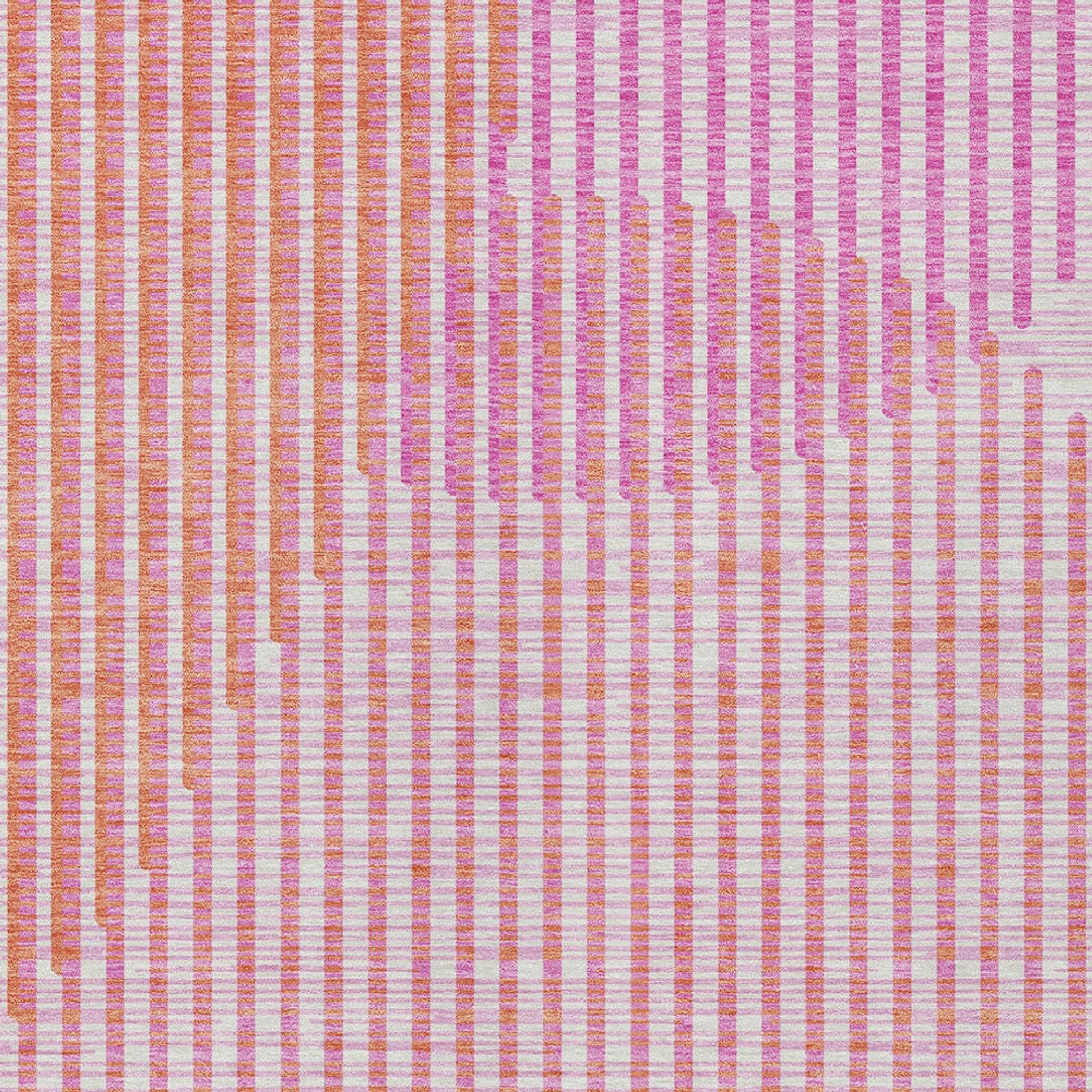 9' X 12' Pink Copper And Ivory Geometric Washable Indoor Outdoor Area Rug Sports & Outdoor
