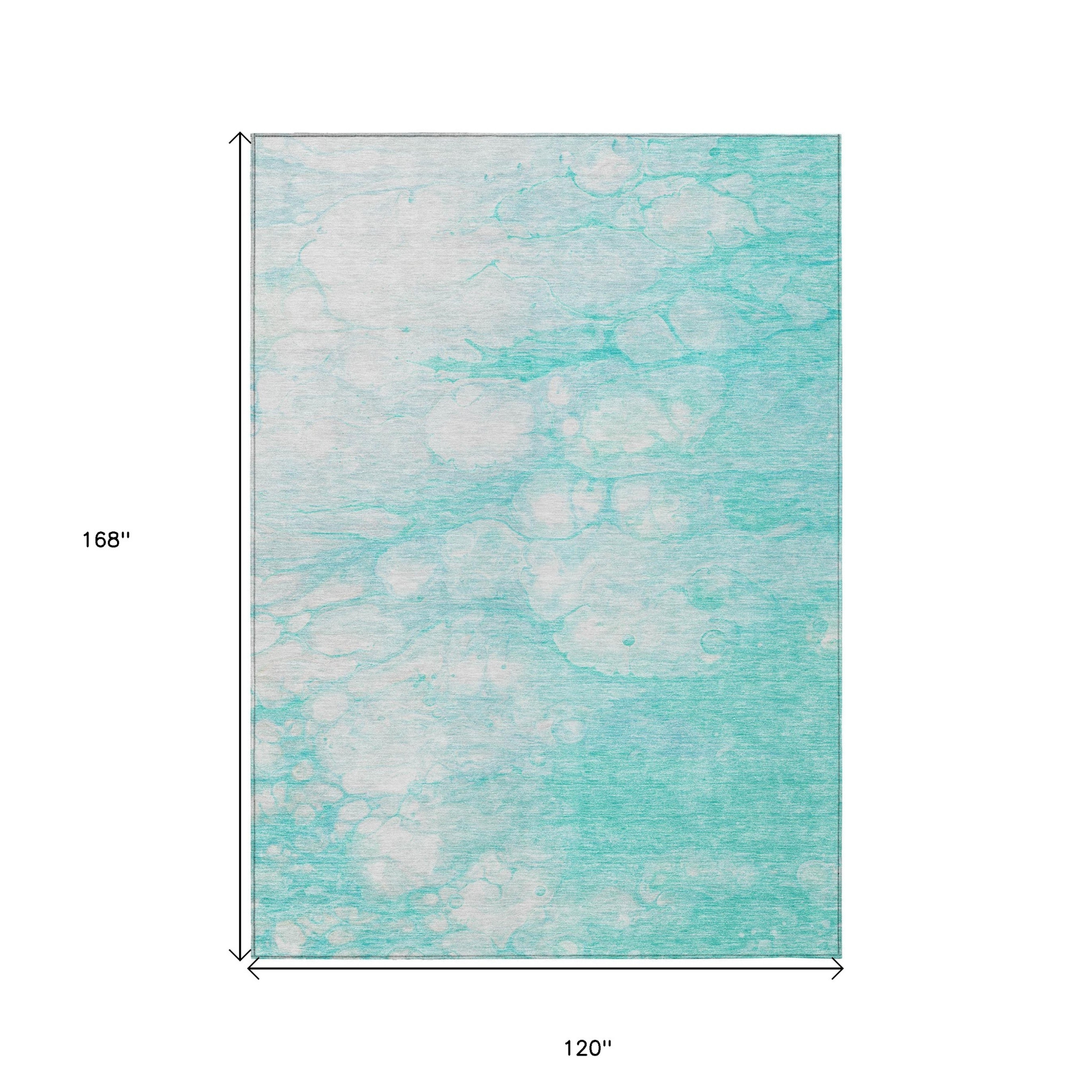 10' X 14' Aqua Ivory And Teal Blue Abstract Washable Indoor Outdoor Area Rug - 1 - Sports & Outdoor