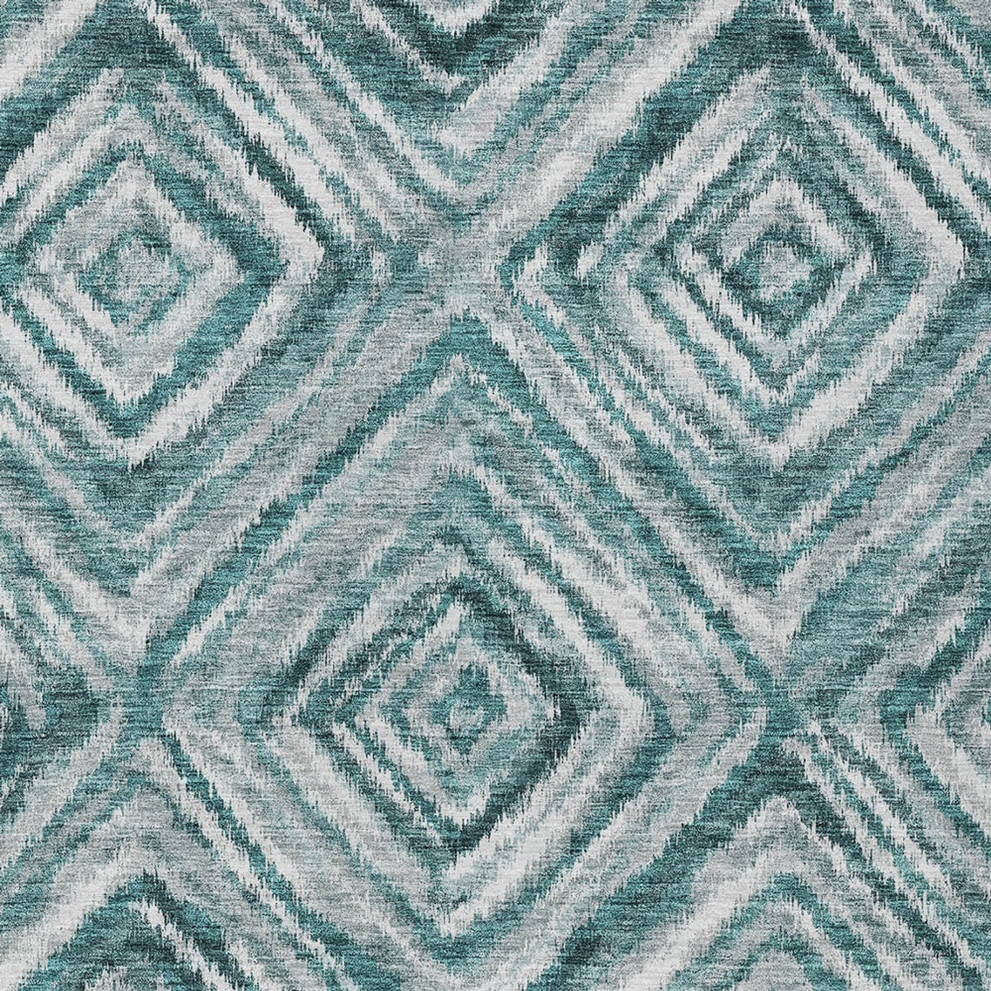 10' X 14' Teal Blue Aqua And Gray Geometric Washable Indoor Outdoor Area Rug - 1 - Sports & Outdoor
