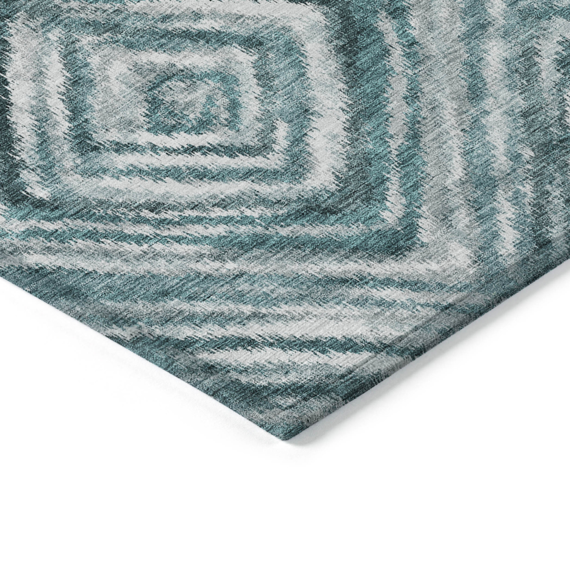 10' X 14' Teal Blue Aqua And Gray Geometric Washable Indoor Outdoor Area Rug - 1 - Sports & Outdoor