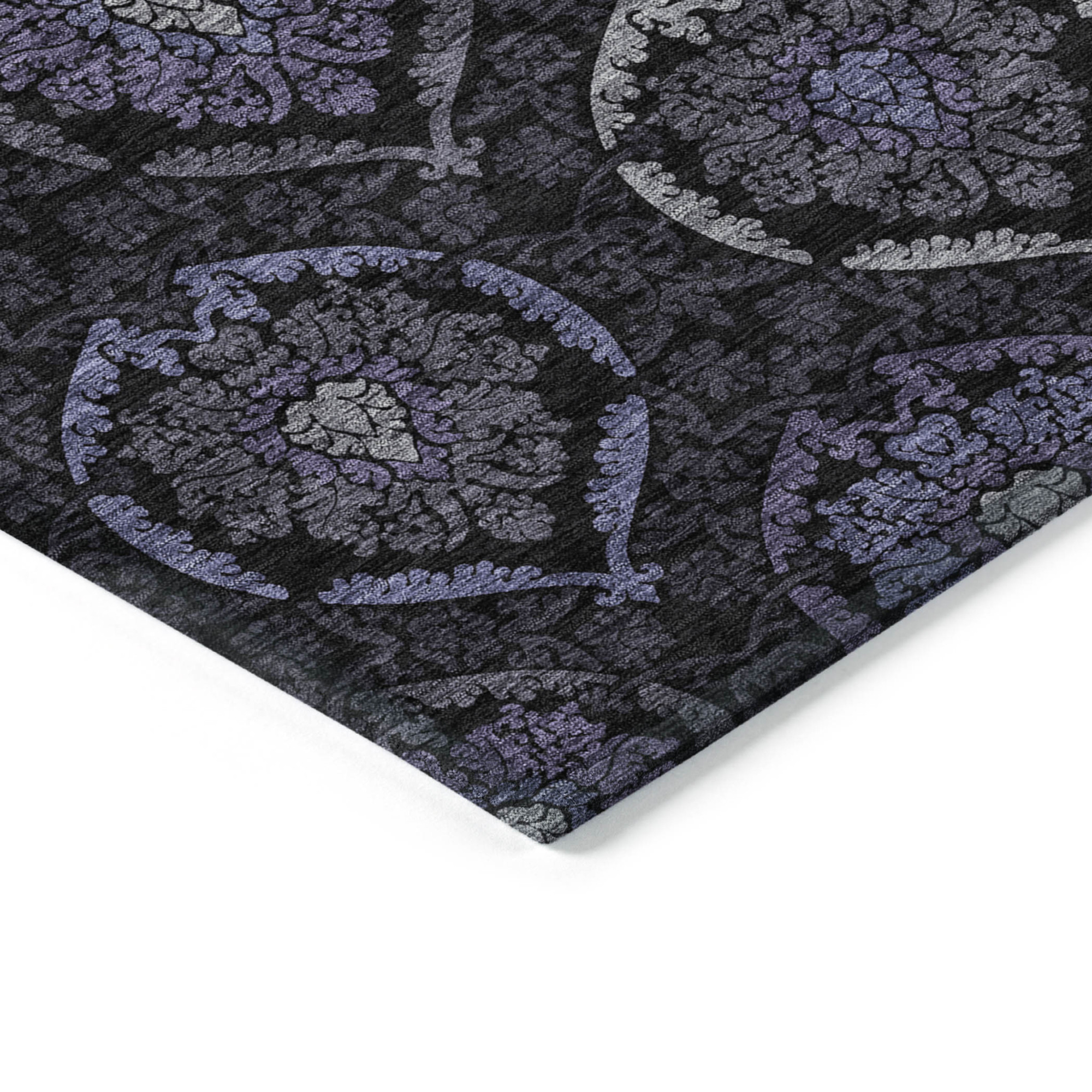 10' X 14' Purple Charcoal And Gray Medallion Washable Indoor Outdoor Area Rug - 1 - Sports & Outdoor