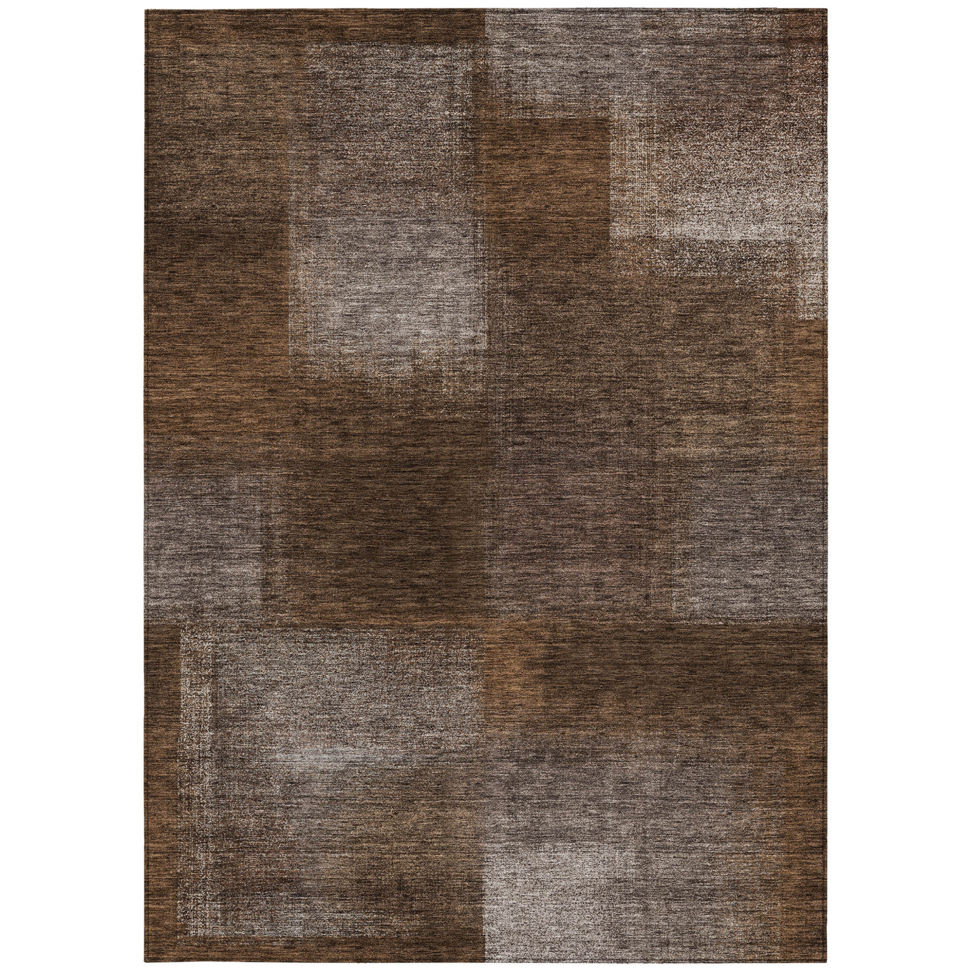 10' X 14' Brown And Ivory Abstract Washable Indoor Outdoor Area Rug - 1 - Sports & Outdoor
