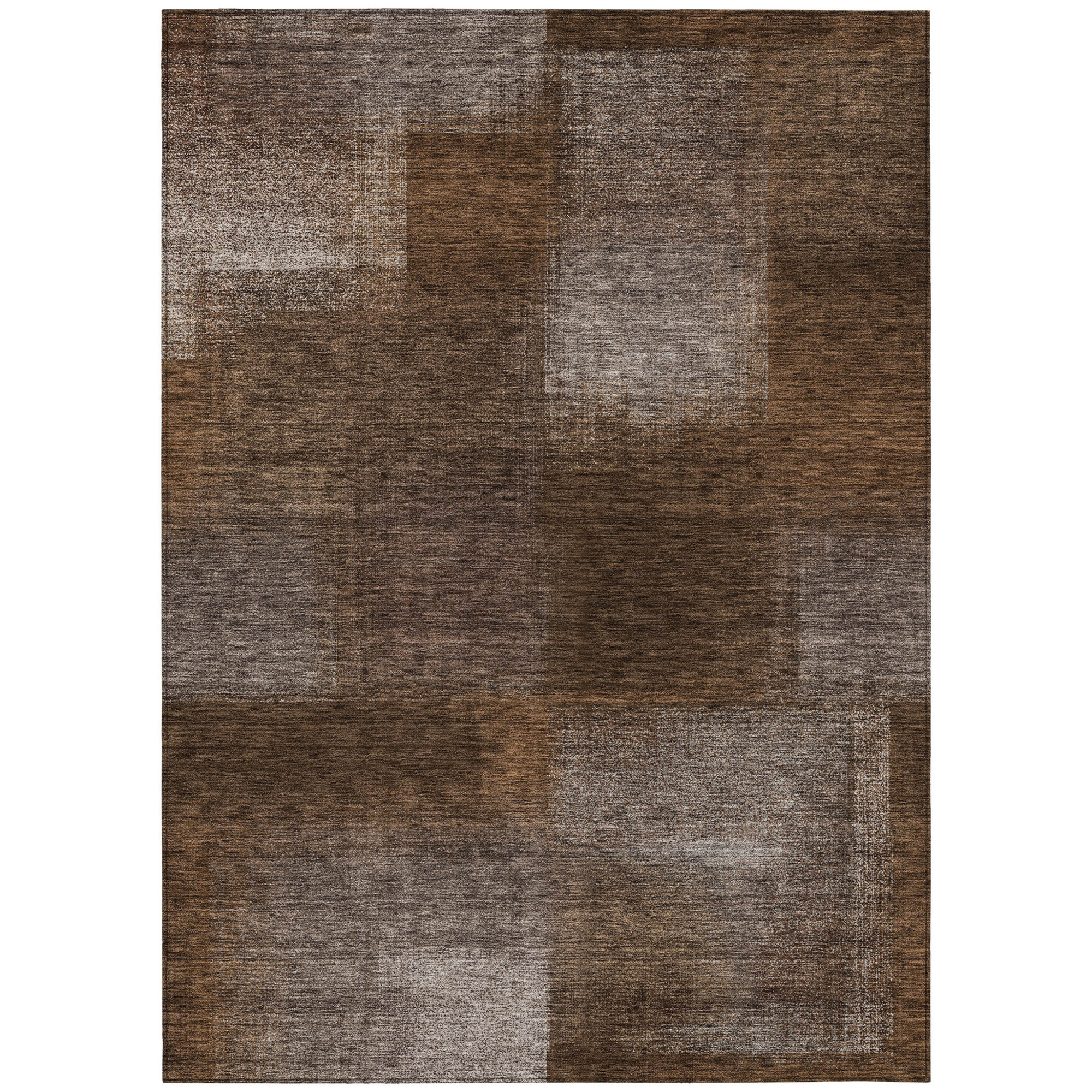 10' X 14' Brown And Ivory Abstract Washable Indoor Outdoor Area Rug - 1 - Sports & Outdoor