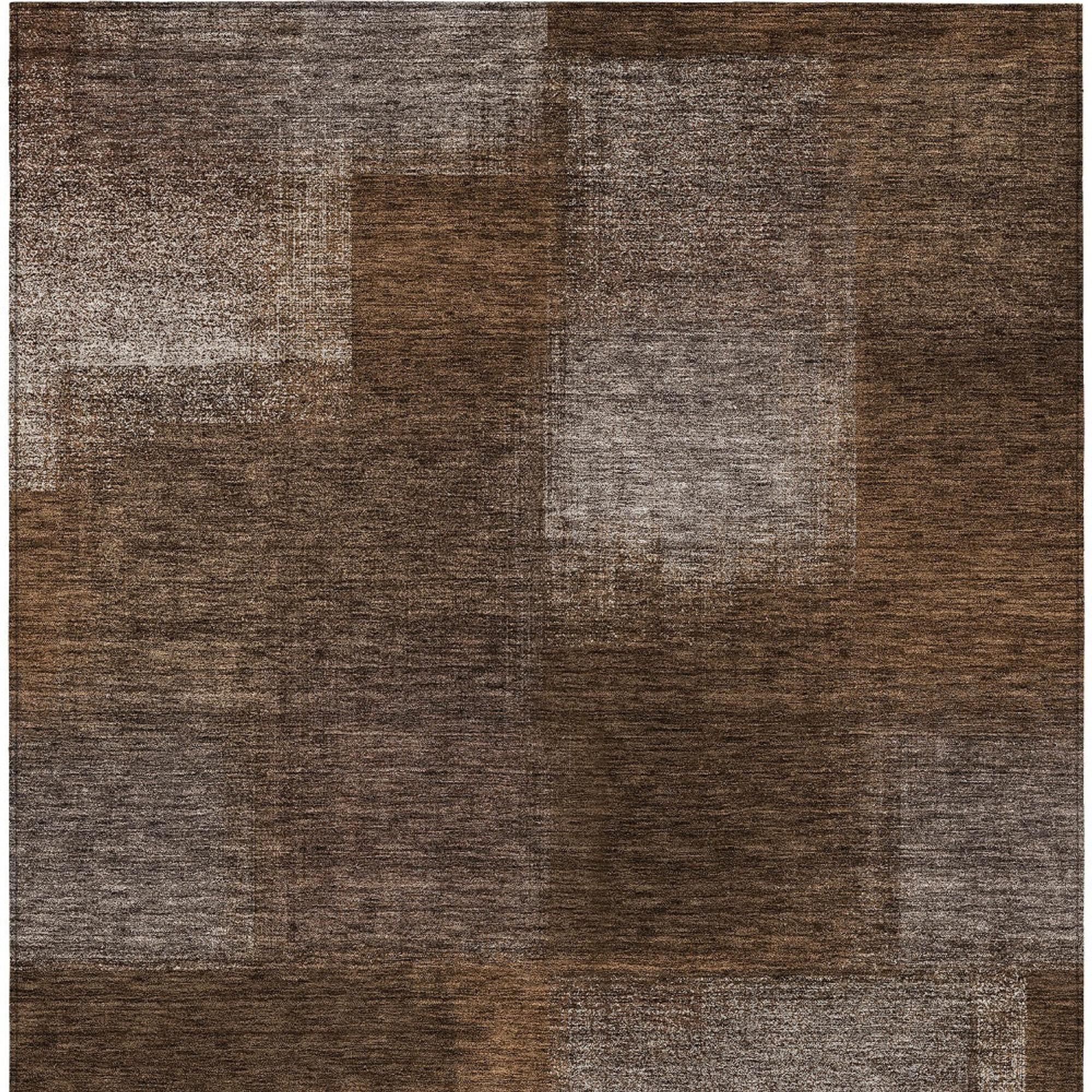 10' X 14' Brown And Ivory Abstract Washable Indoor Outdoor Area Rug - 1 - Sports & Outdoor