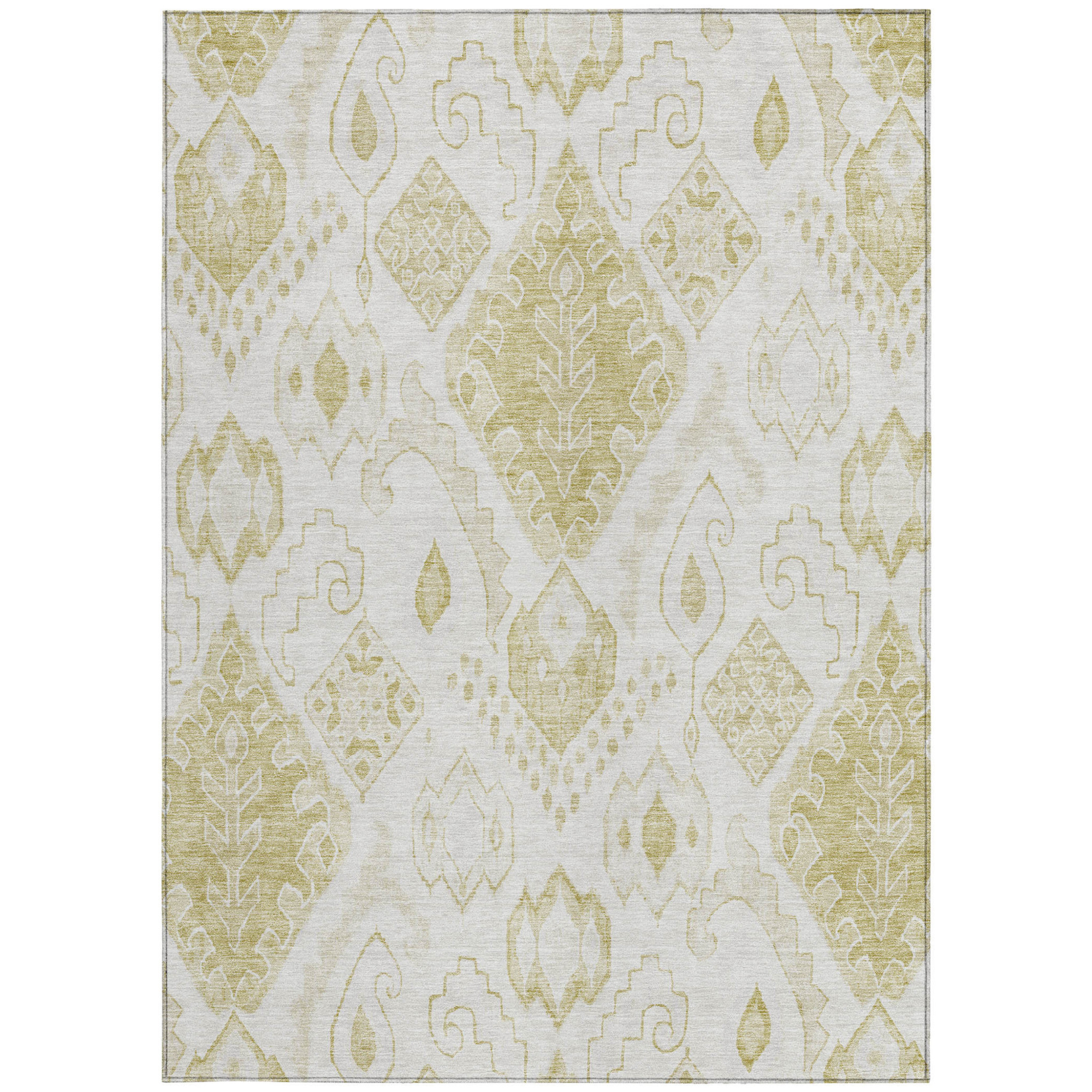 10' X 14' Beige Tan And Ivory Moroccan Washable Indoor Outdoor Area Rug - 1 - Sports & Outdoor