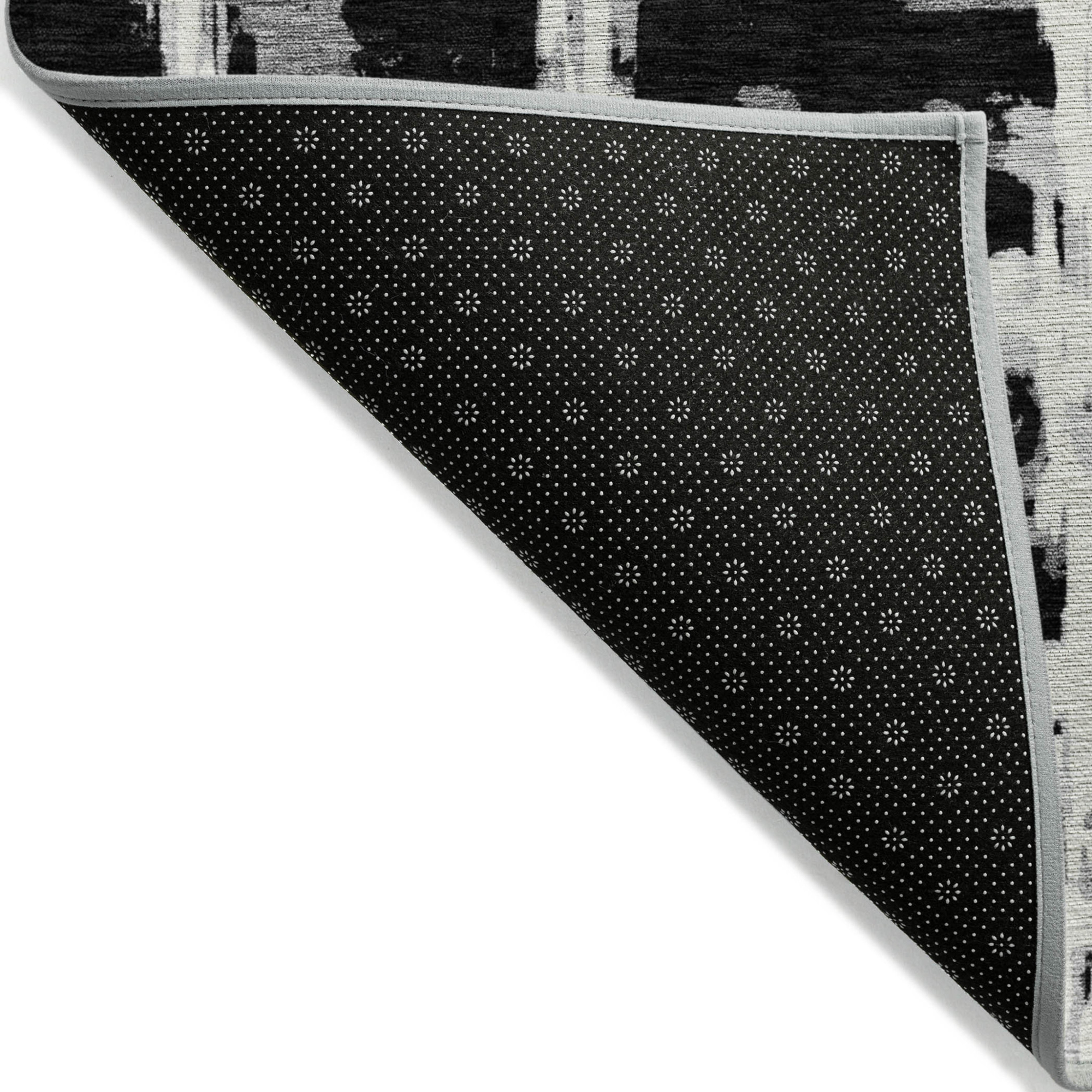 10' X 14' Black Gray And Silver Striped Washable Indoor Outdoor Area Rug - 1 - Sports & Outdoor
