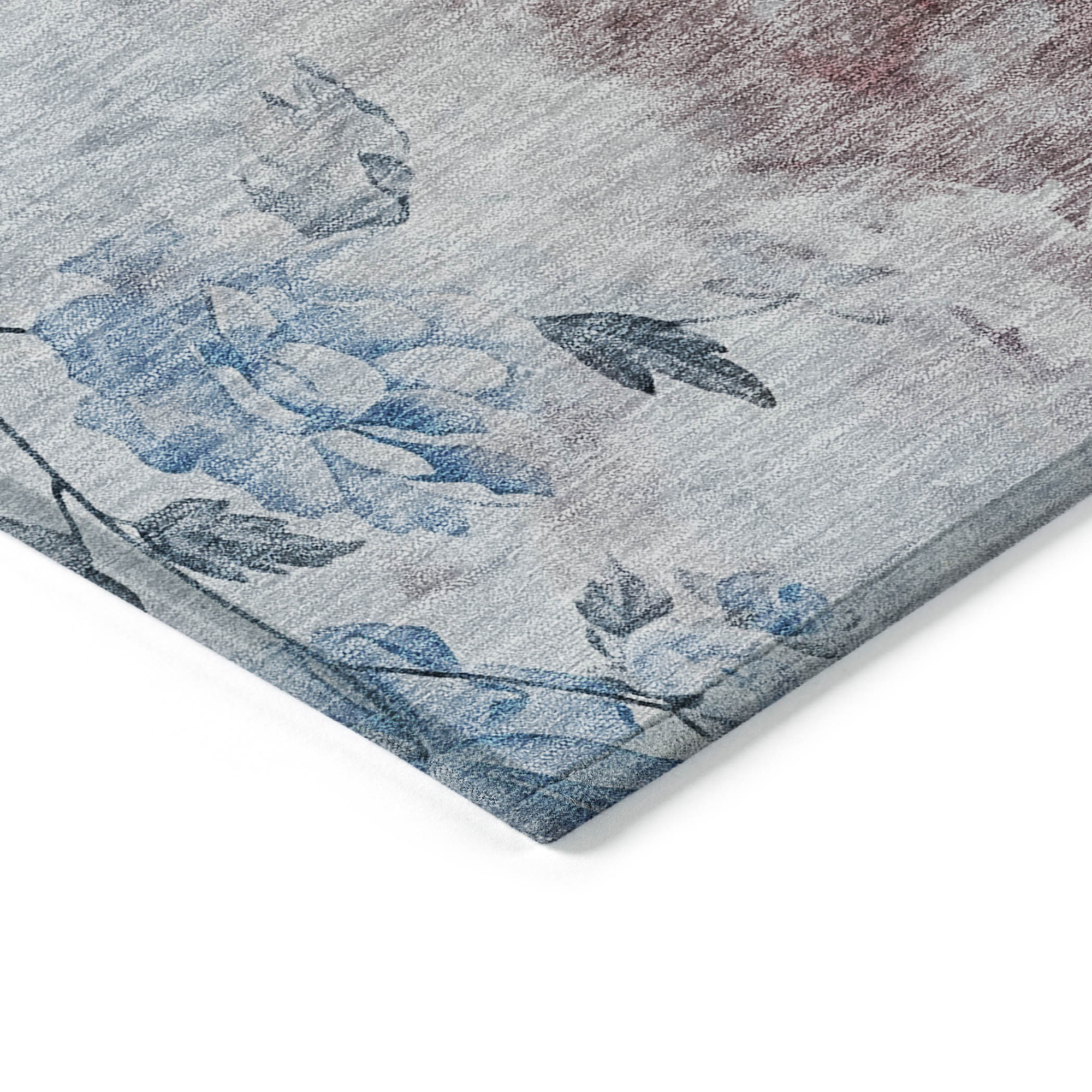 10' X 14' Navy Blue And Sky Blue Floral Washable Indoor Outdoor Area Rug - 1 - Sports & Outdoor