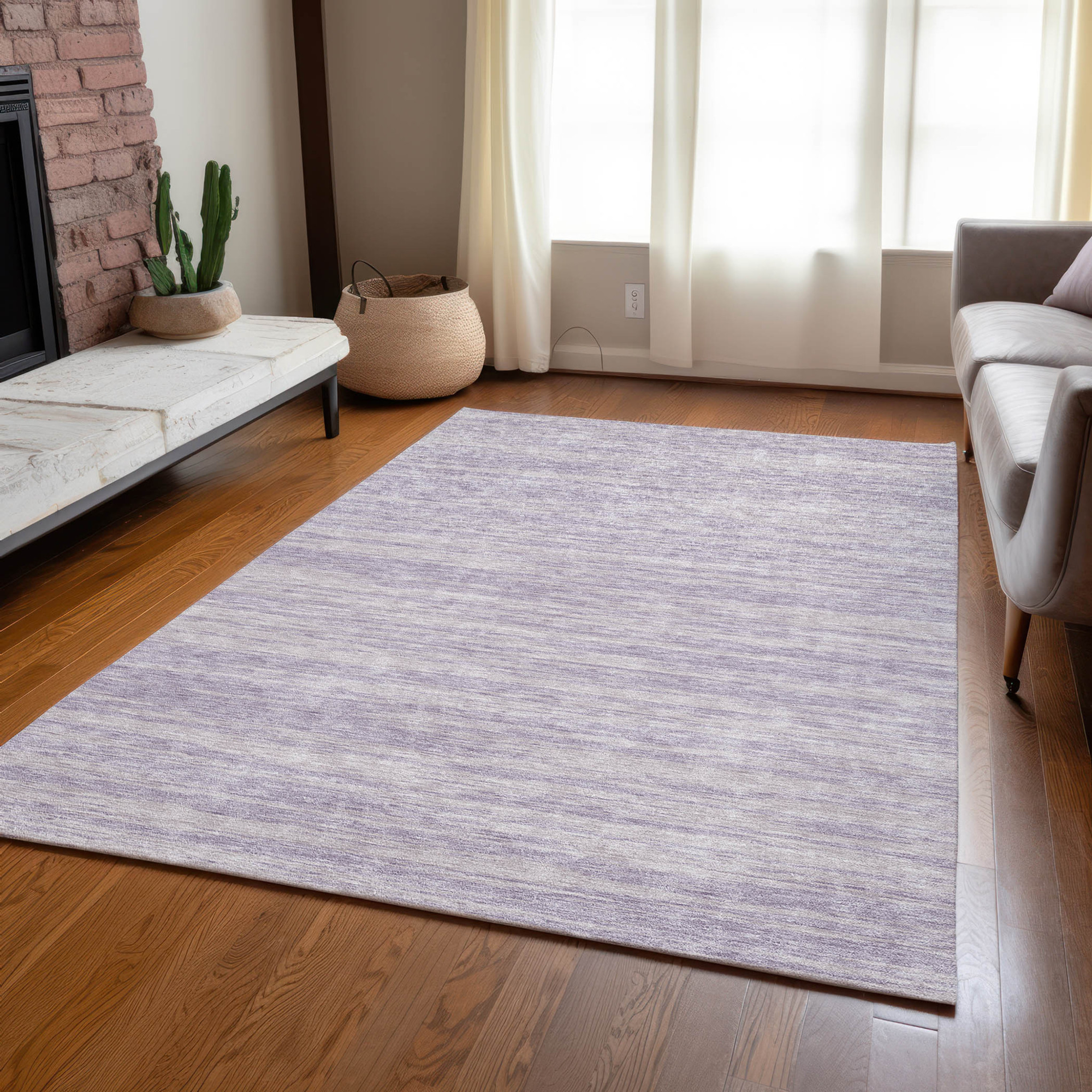 10' X 14' Lavender And Lilac Abstract Washable Indoor Outdoor Area Rug - 1 - Sports & Outdoor