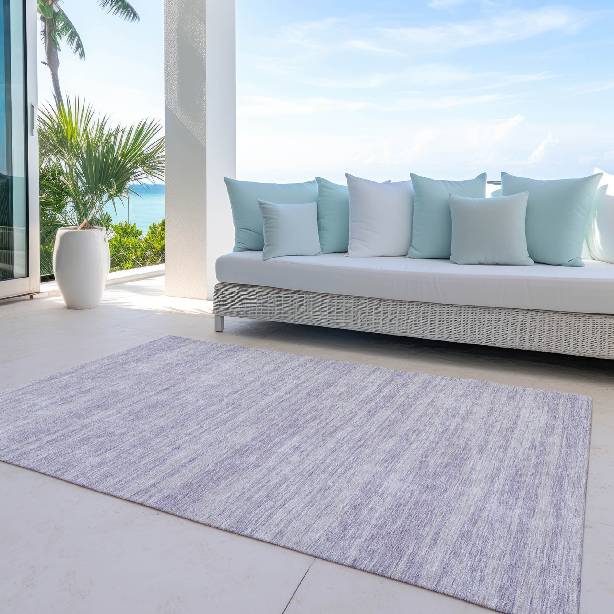 10' X 14' Lavender And Lilac Abstract Washable Indoor Outdoor Area Rug - 1 - Sports & Outdoor
