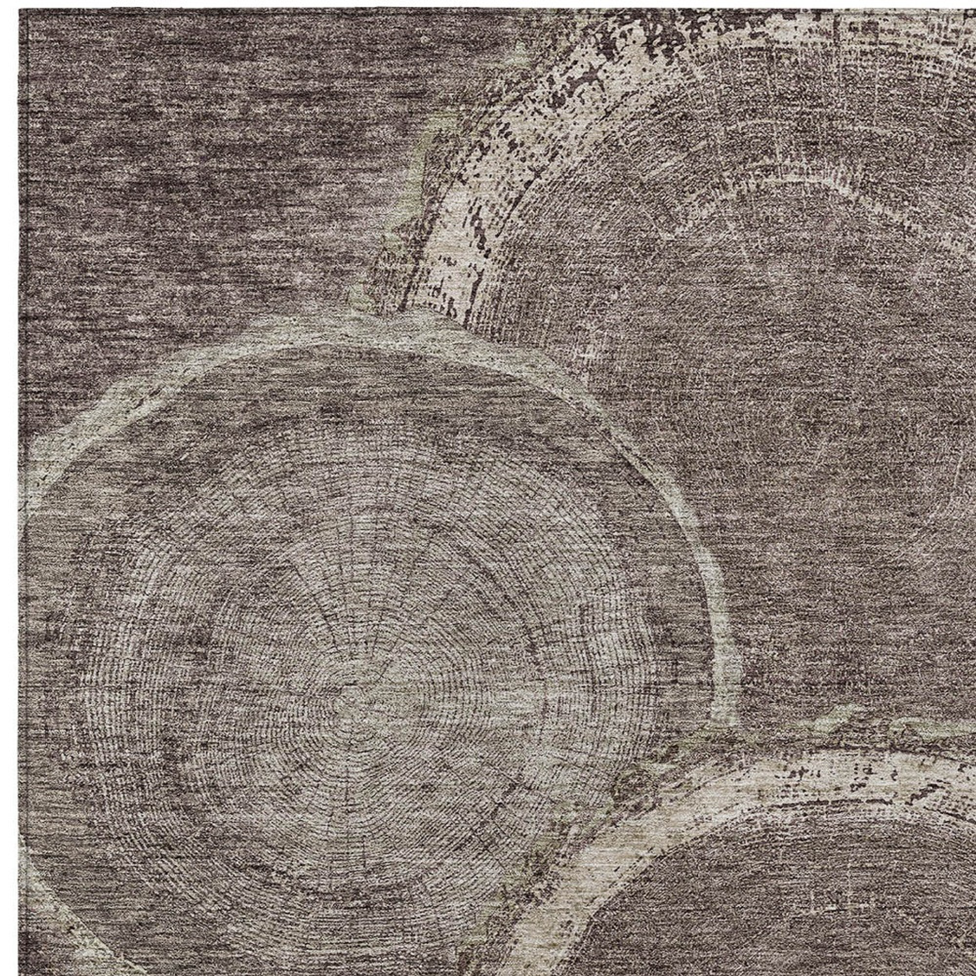 10' X 14' Chocolate And Beige Faux Bois Washable Indoor Outdoor Area Rug - 1 - Sports & Outdoor
