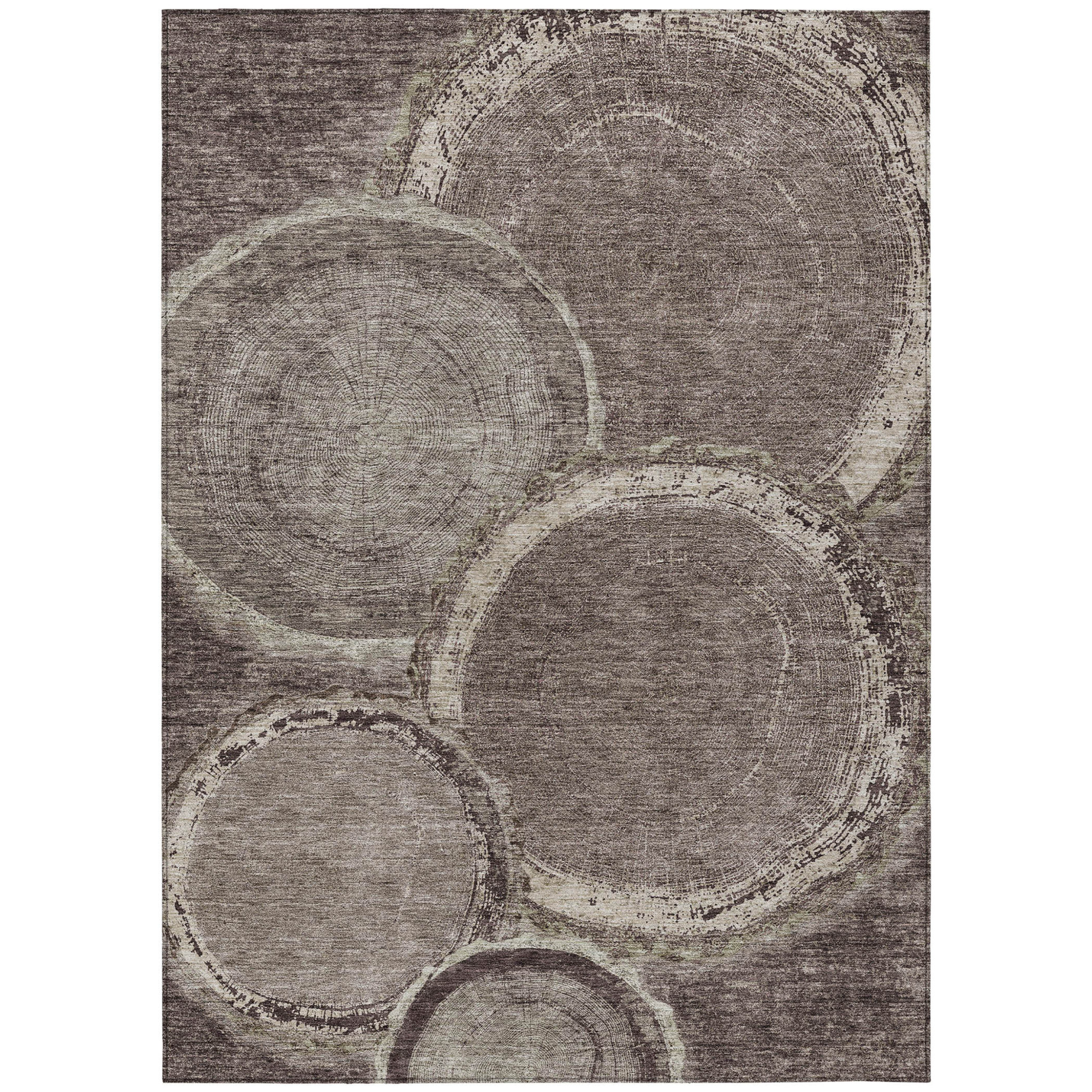 10' X 14' Chocolate And Beige Faux Bois Washable Indoor Outdoor Area Rug - 1 - Sports & Outdoor
