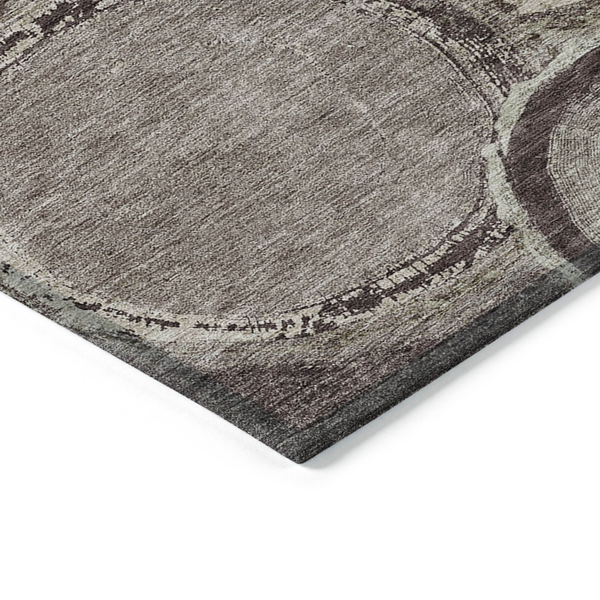 10' X 14' Chocolate And Beige Faux Bois Washable Indoor Outdoor Area Rug - 1 - Sports & Outdoor