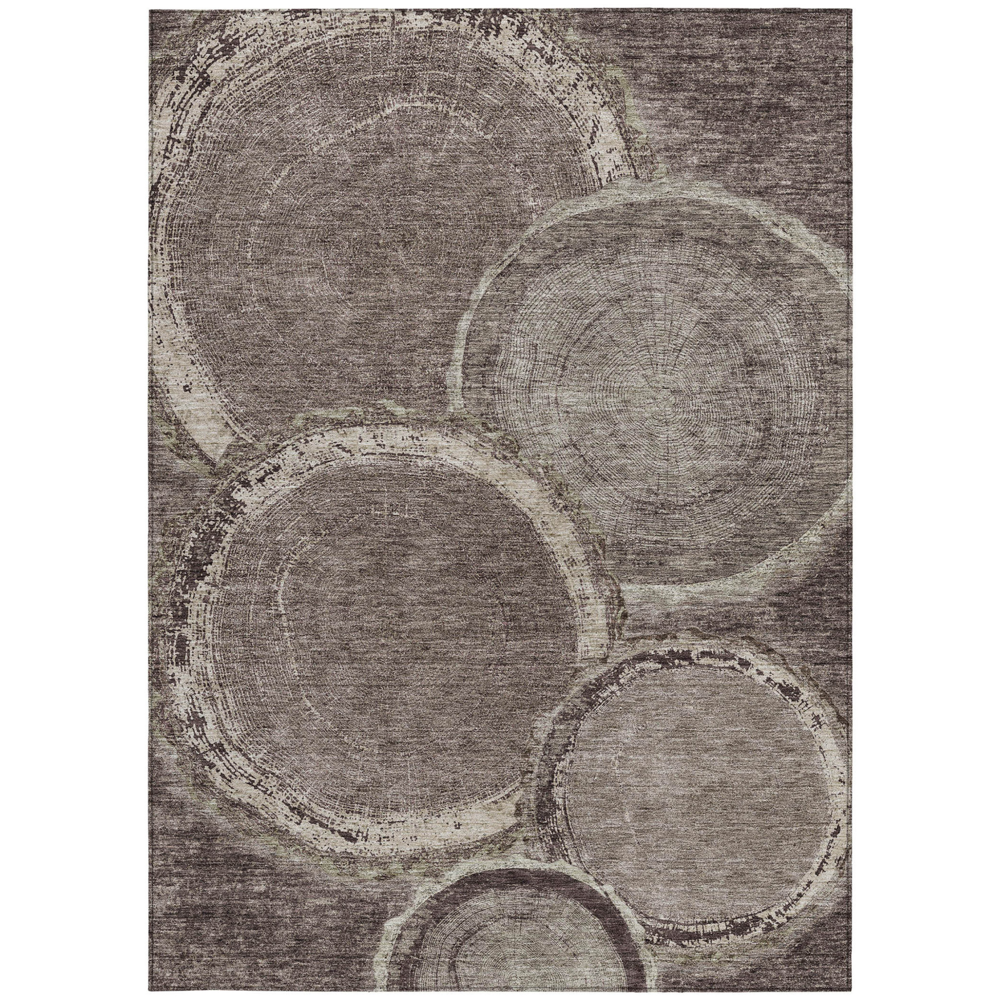 10' X 14' Chocolate And Beige Faux Bois Washable Indoor Outdoor Area Rug - 1 - Sports & Outdoor