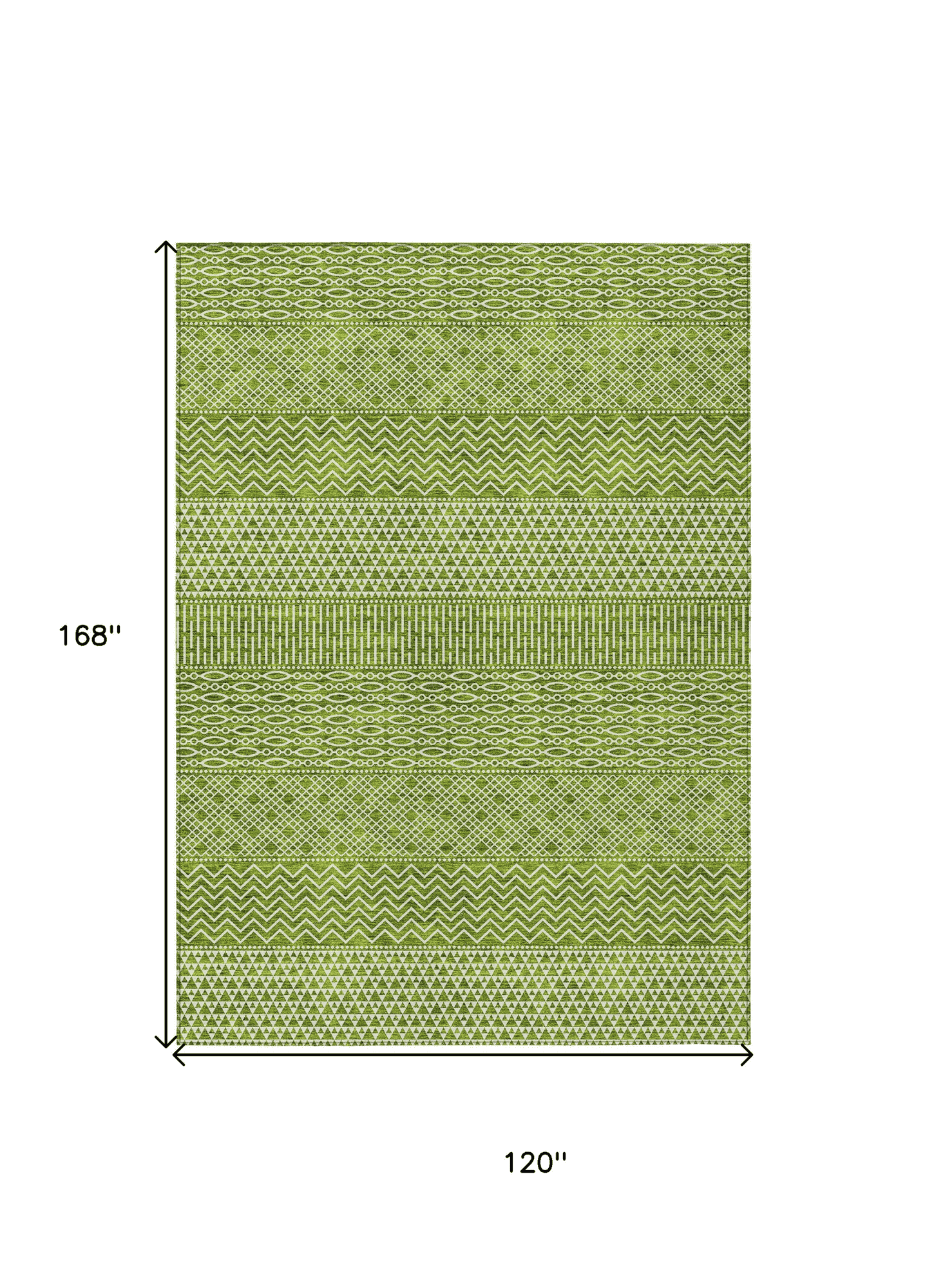10' X 14' Lime Green And Ivory Chevron Washable Indoor Outdoor Area Rug - 1 - Sports & Outdoor
