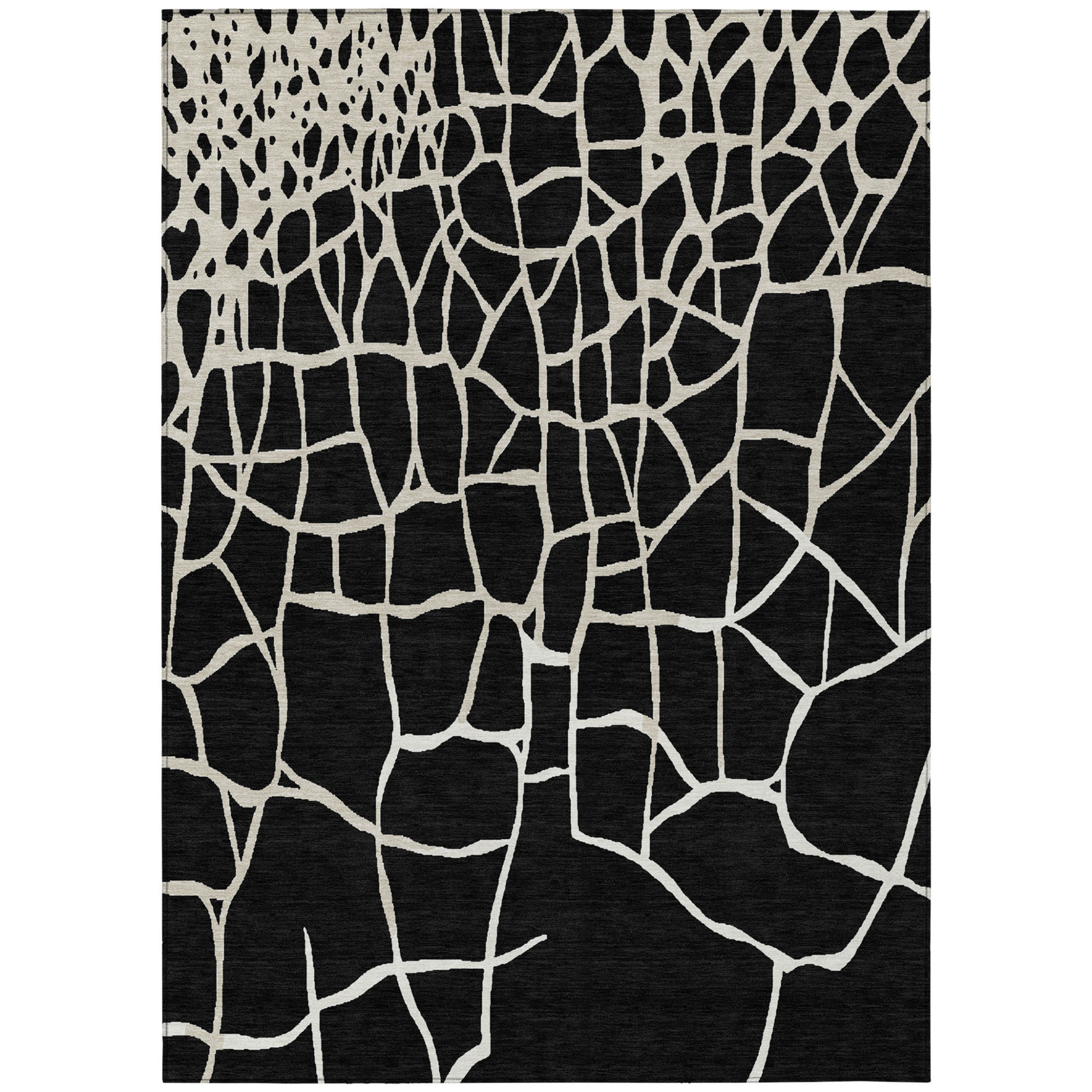 10' X 14' Black And Beige Abstract Washable Indoor Outdoor Area Rug - 1 - Sports & Outdoor