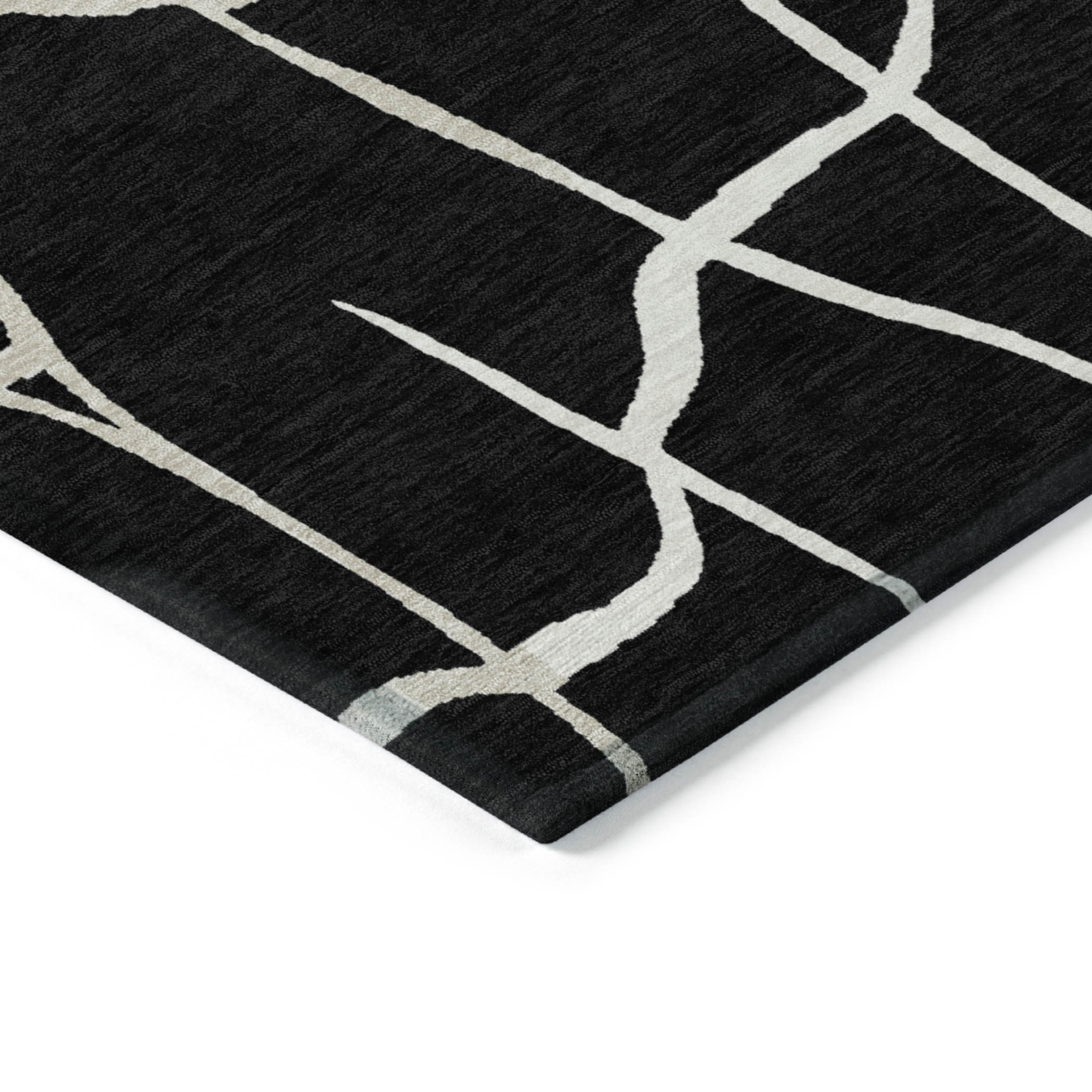 10' X 14' Black And Beige Abstract Washable Indoor Outdoor Area Rug - 1 - Sports & Outdoor