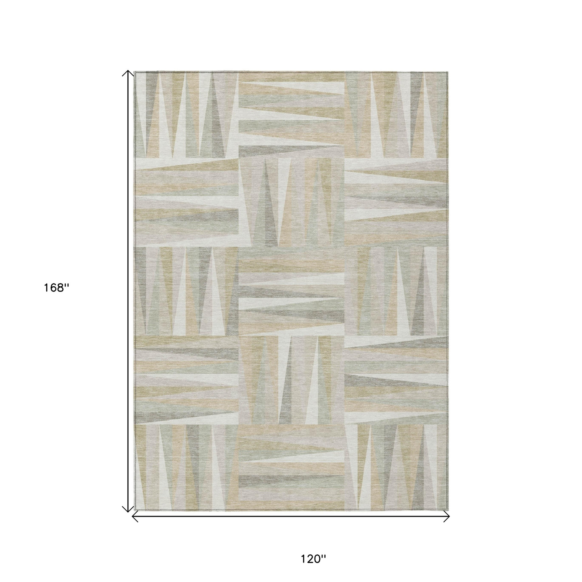 10' X 14' Ivory Beige And Gray Geometric Washable Indoor Outdoor Area Rug - 1 - Sports & Outdoor