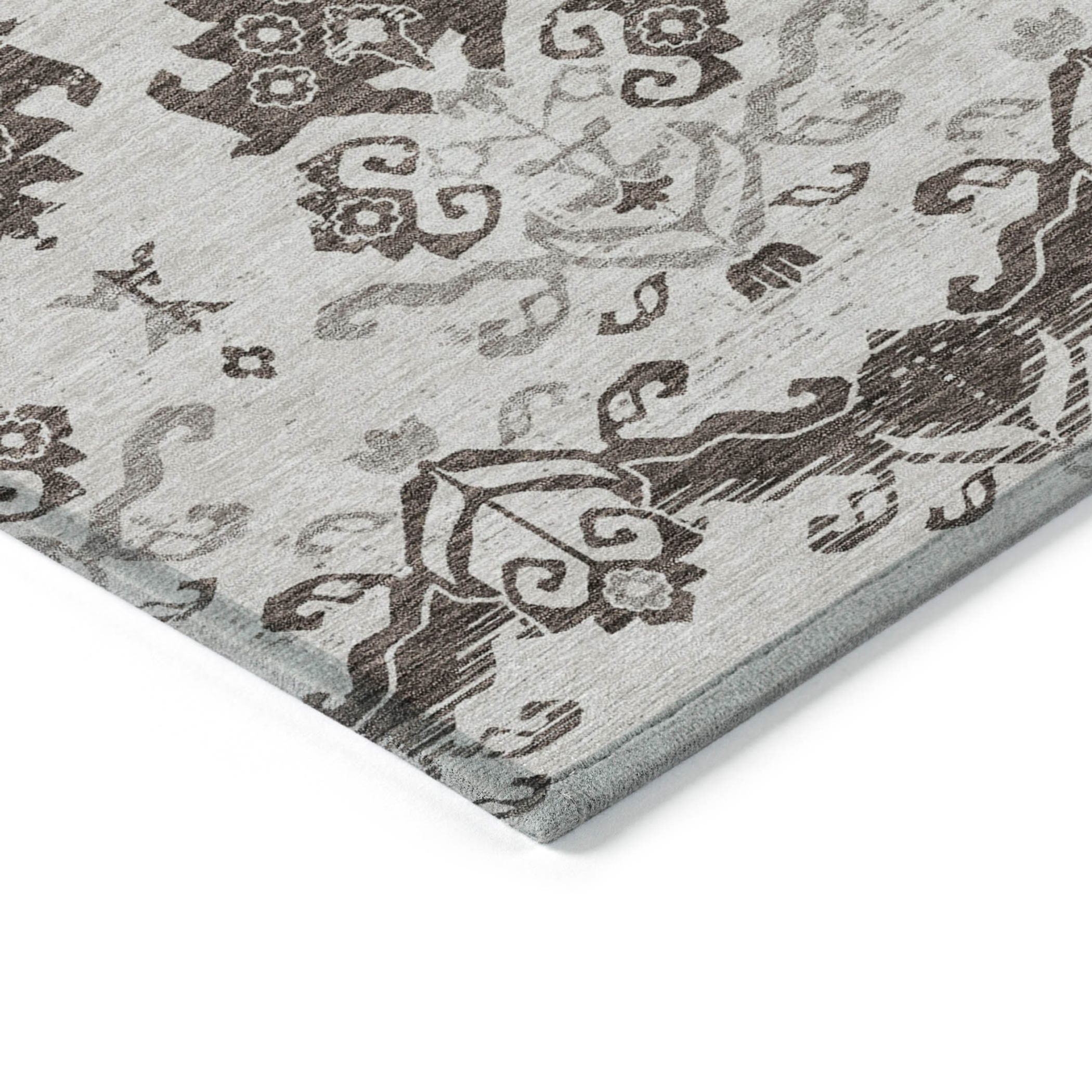 10' X 14' Chocolate Taupe And Beige Oriental Washable Indoor Outdoor Area Rug - 1 - Sports & Outdoor
