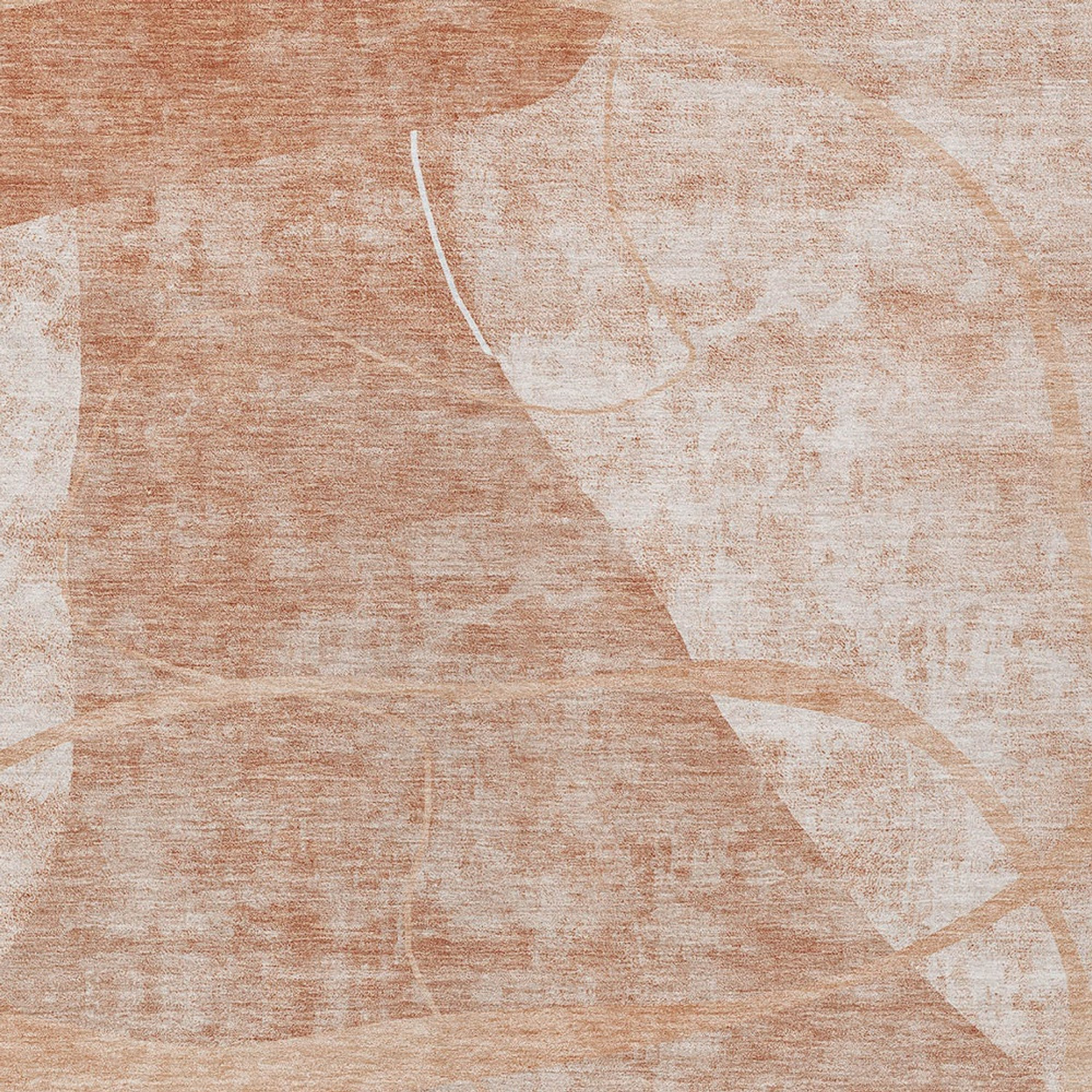 10' X 14' Salmon Copper And Ivory Abstract Washable Indoor Outdoor Area Rug - 1 - Sports & Outdoor