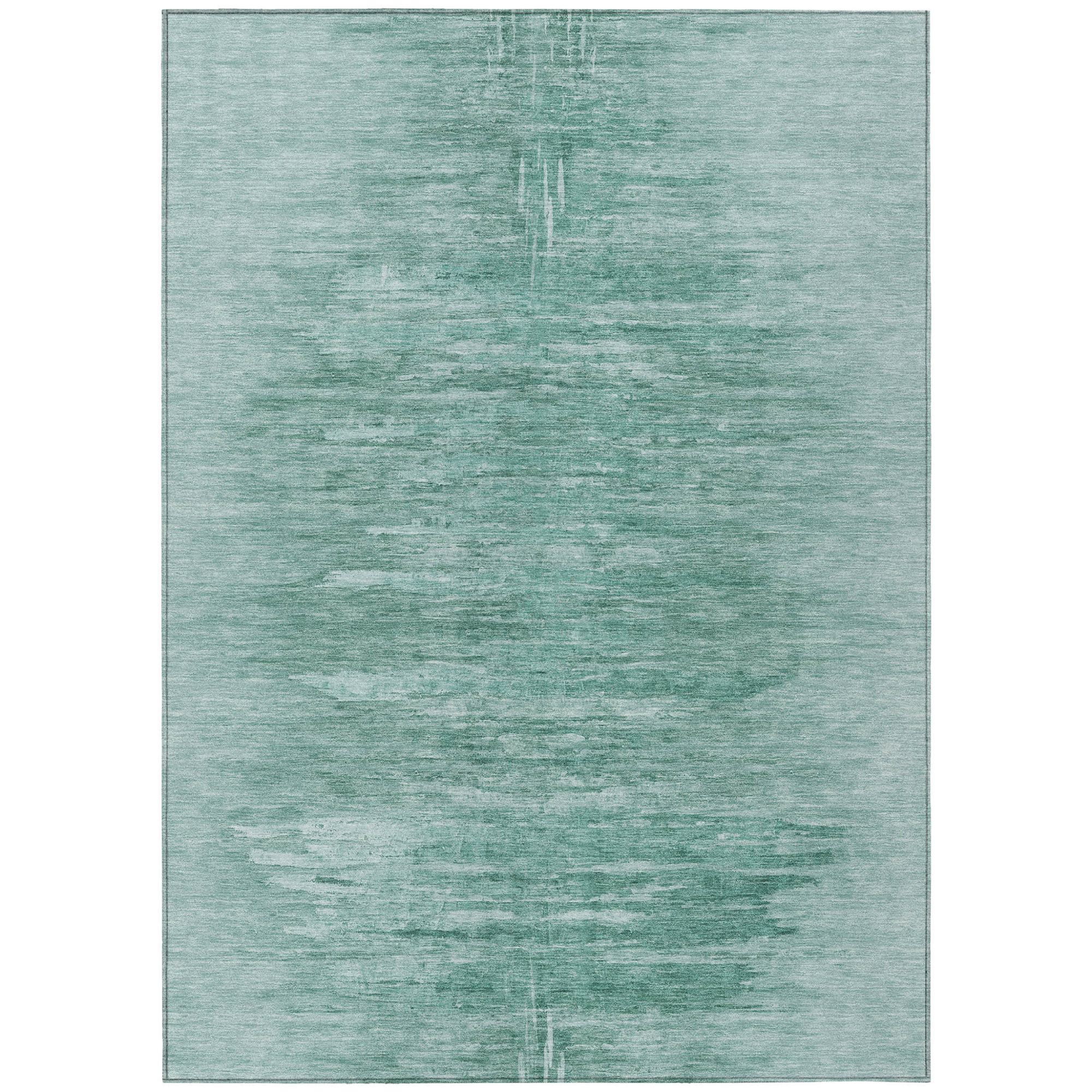 10' X 14' Aqua And Teal Blue Abstract Washable Indoor Outdoor Area Rug - 1 - Sports & Outdoor