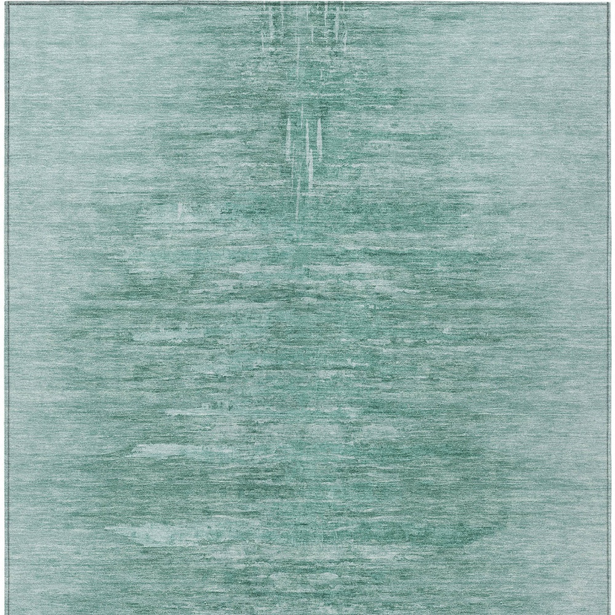 10' X 14' Aqua And Teal Blue Abstract Washable Indoor Outdoor Area Rug - 1 - Sports & Outdoor