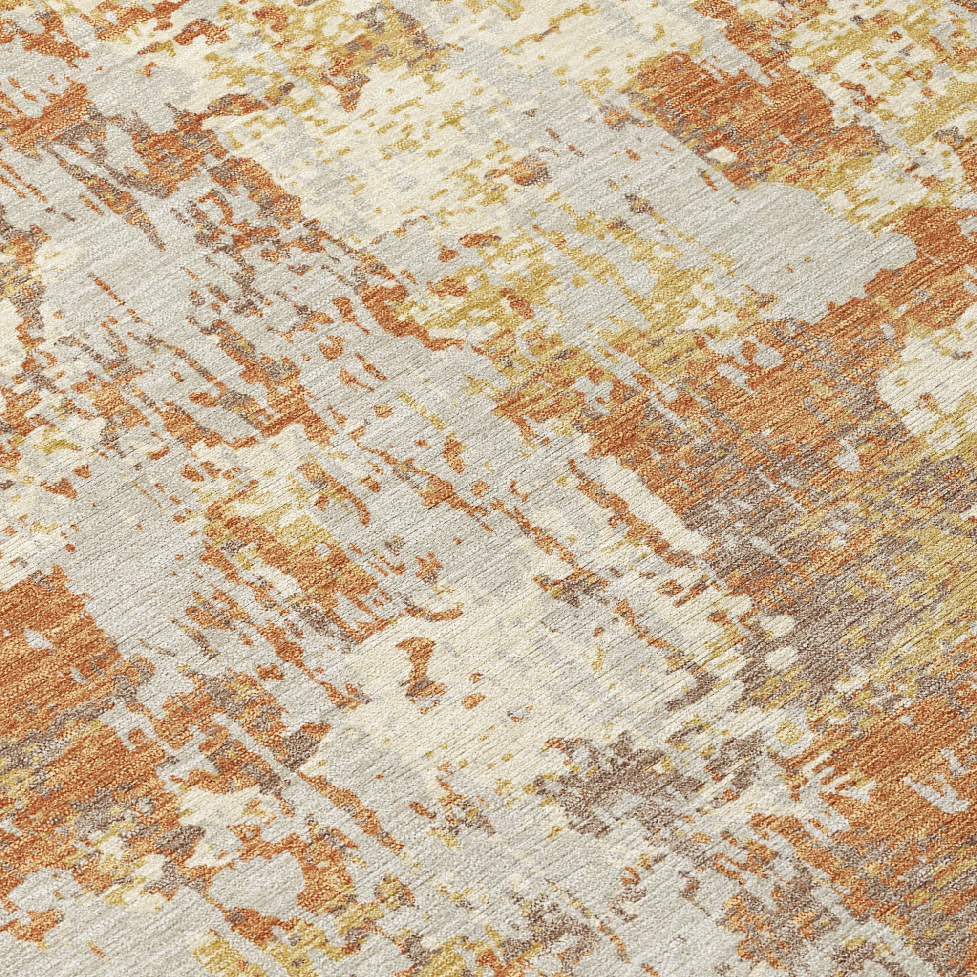 5' X 8' Copper Gold And Ivory Abstract Washable Indoor Outdoor Area Rug Sports & Outdoor
