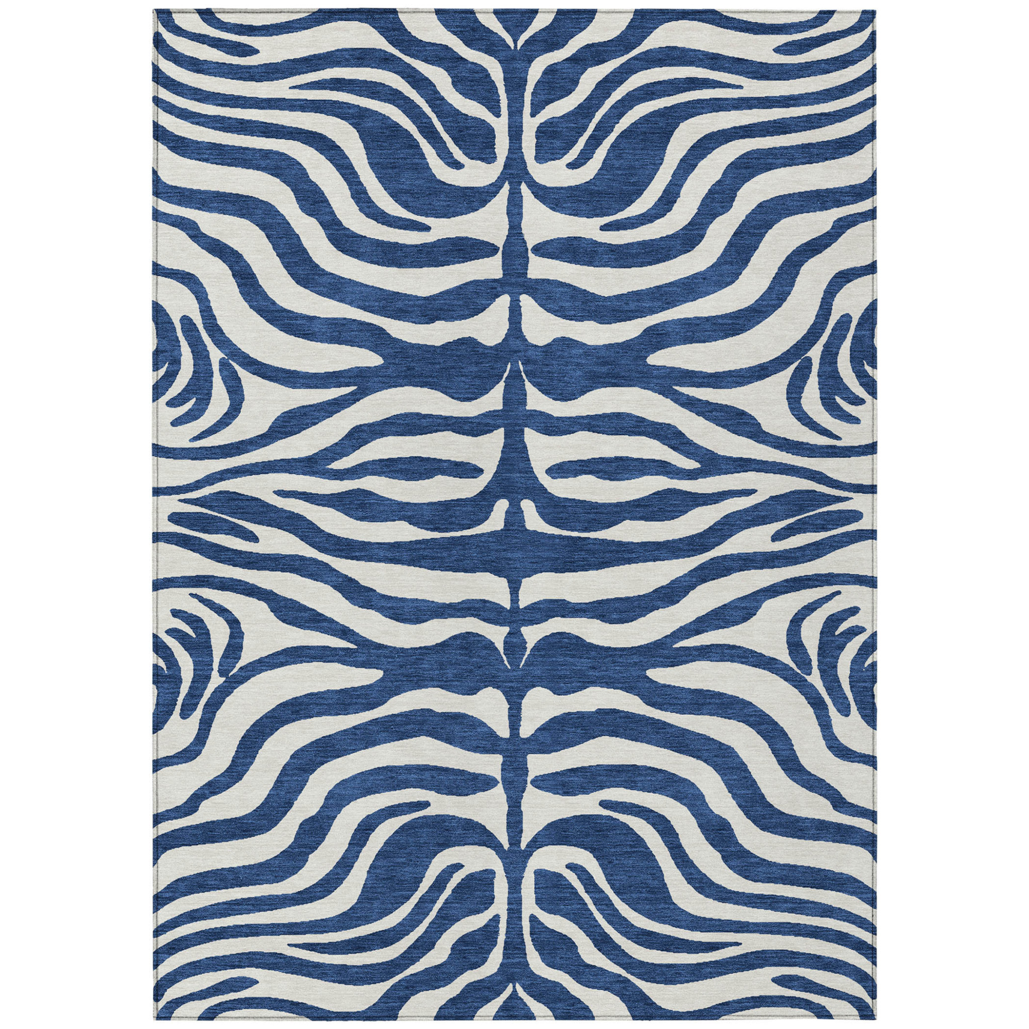 8' X 10' Navy Blue And Ivory Animal Print Washable Indoor Outdoor Area Rug Sports & Outdoor