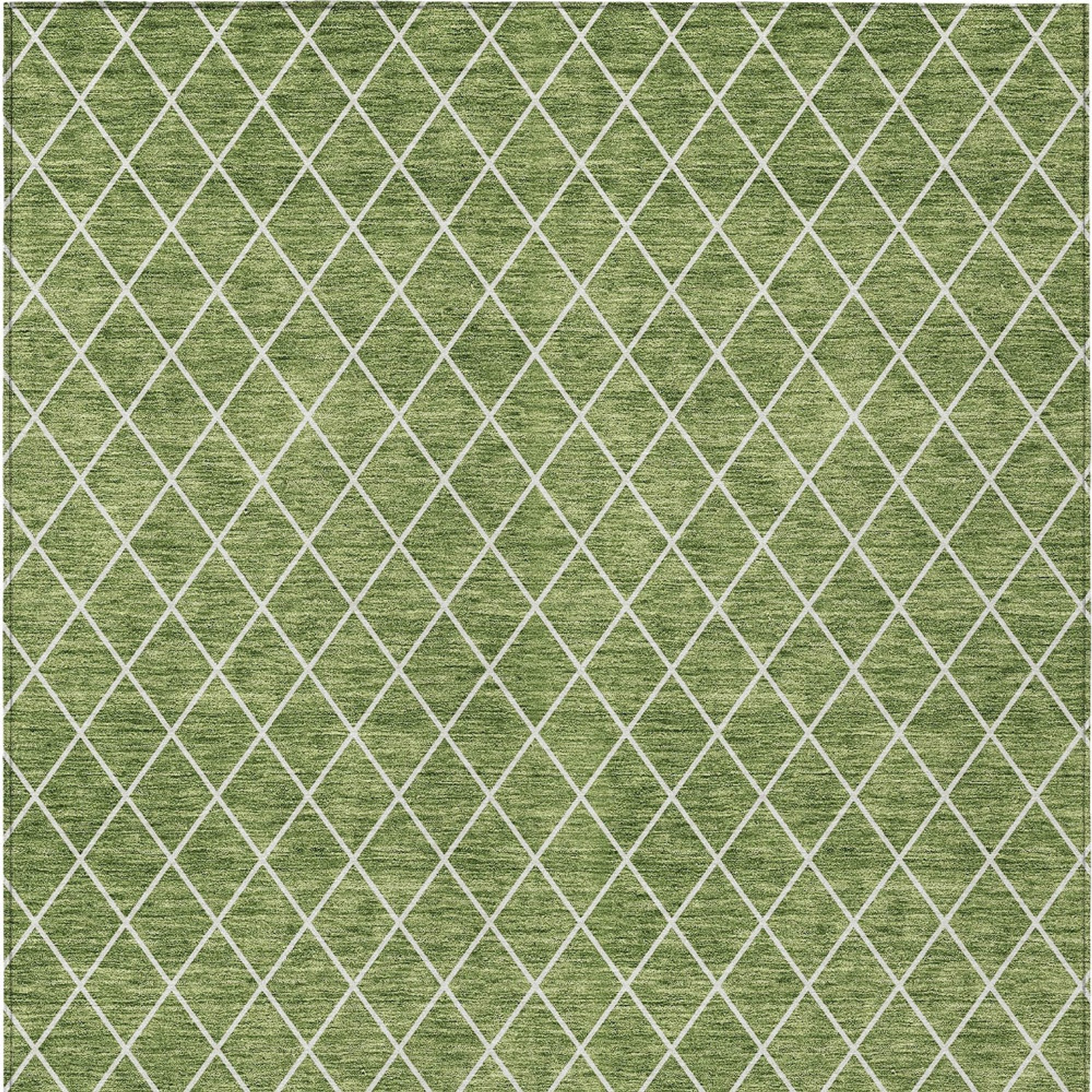 8' X 10' Green And Ivory Geometric Washable Indoor Outdoor Area Rug Sports & Outdoor