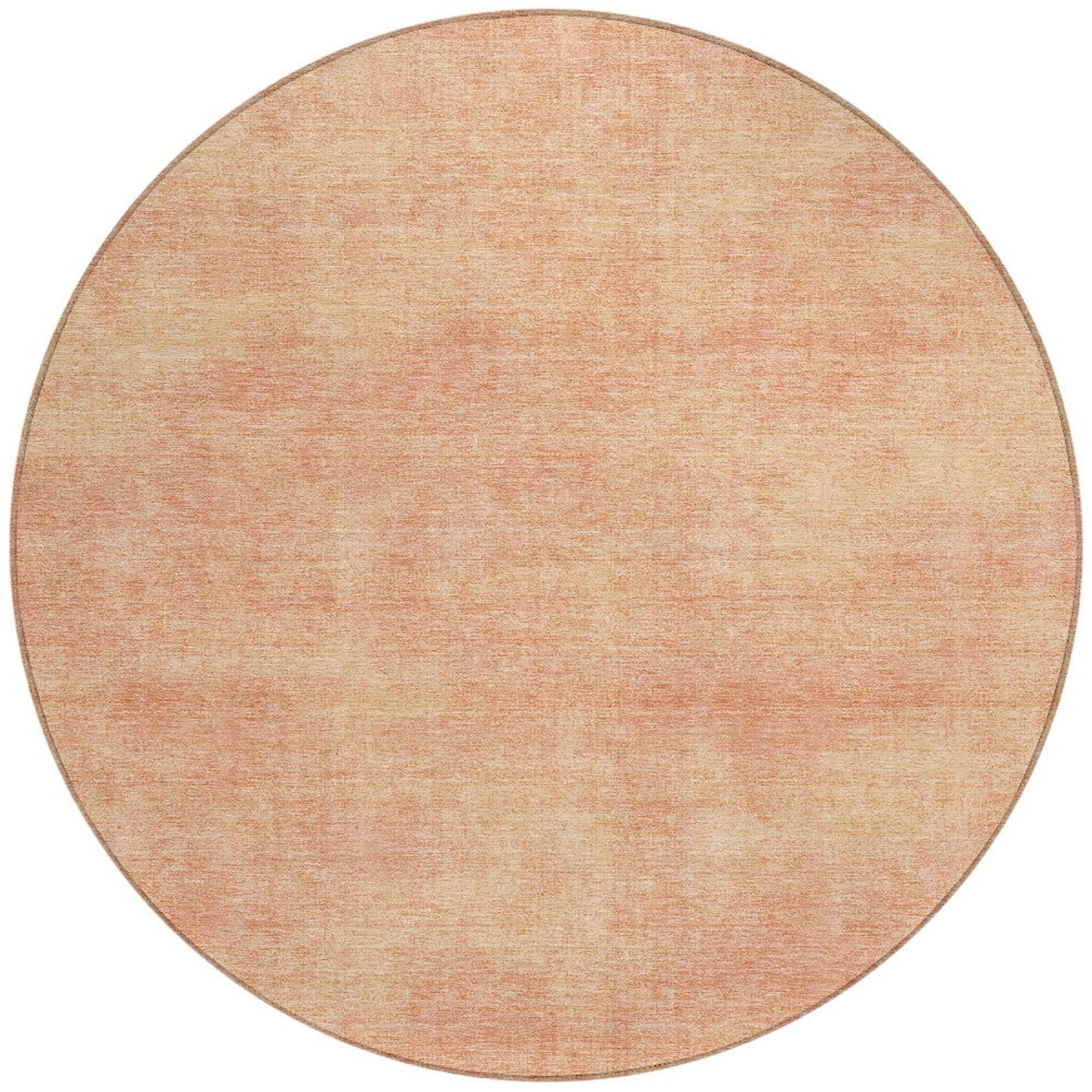 8' Peach Round Washable Indoor Outdoor Area Rug Sports & Outdoor