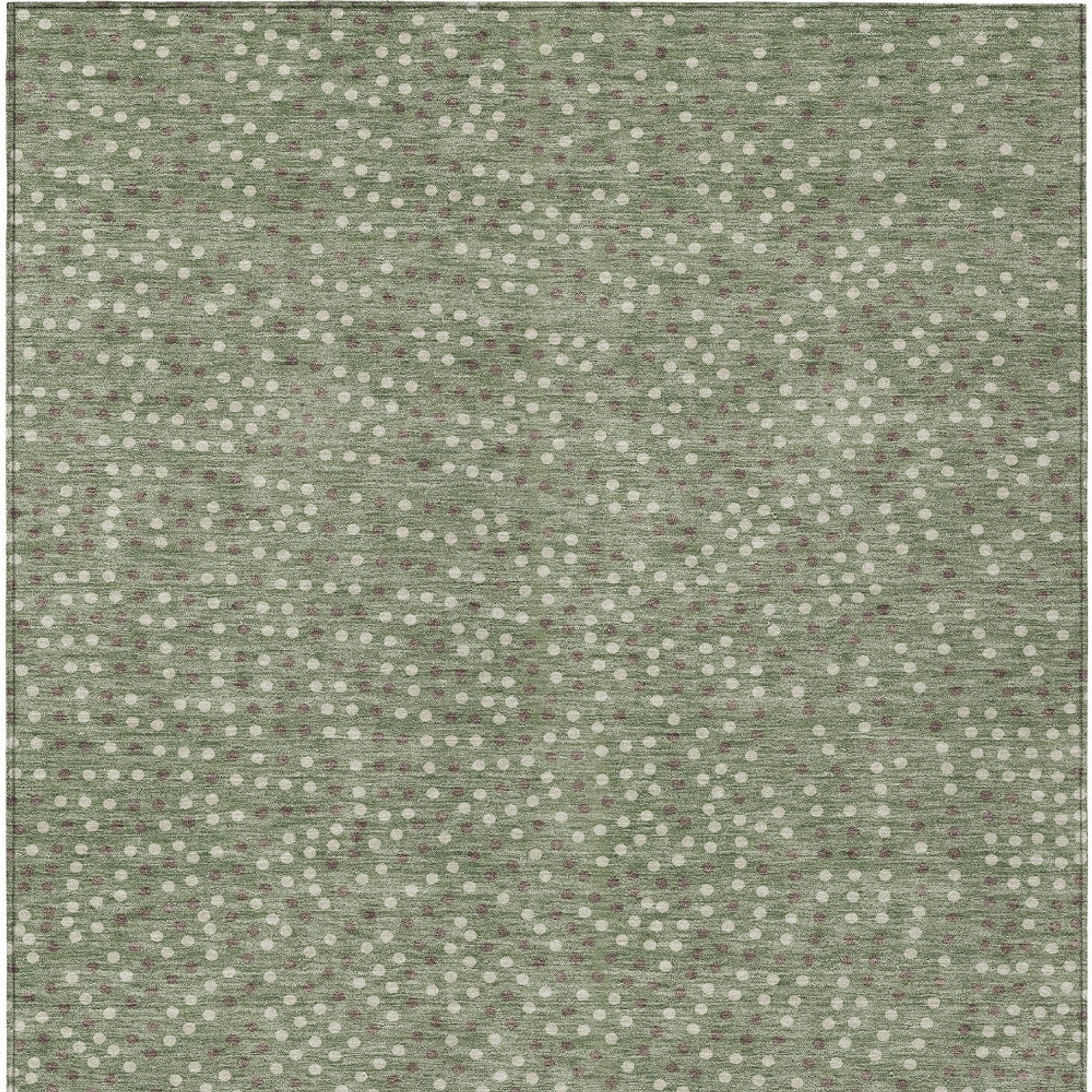 8' X 10' Sage Gray And Ivory Polka Dot Washable Indoor Outdoor Area Rug Sports & Outdoor