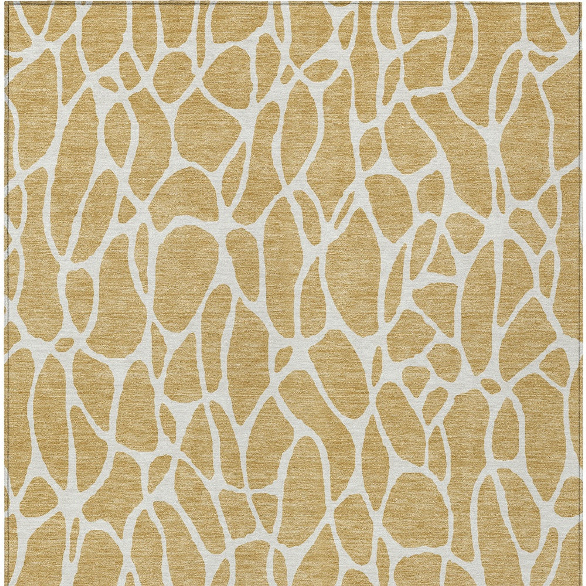8' X 10' Gold And Ivory Geometric Washable Indoor Outdoor Area Rug Sports & Outdoor