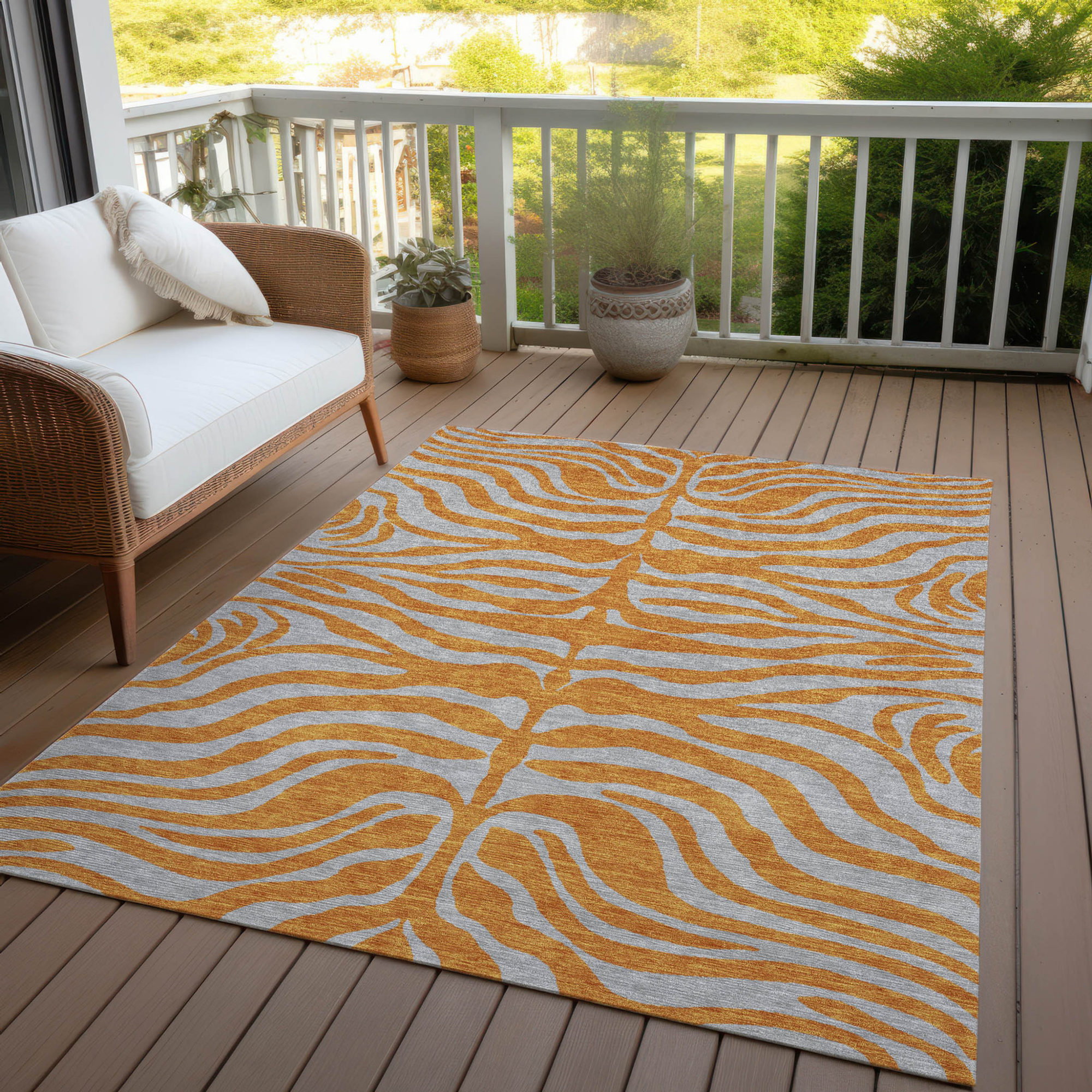 8' X 10' Copper And Gray Animal Print Washable Indoor Outdoor Area Rug Sports & Outdoor