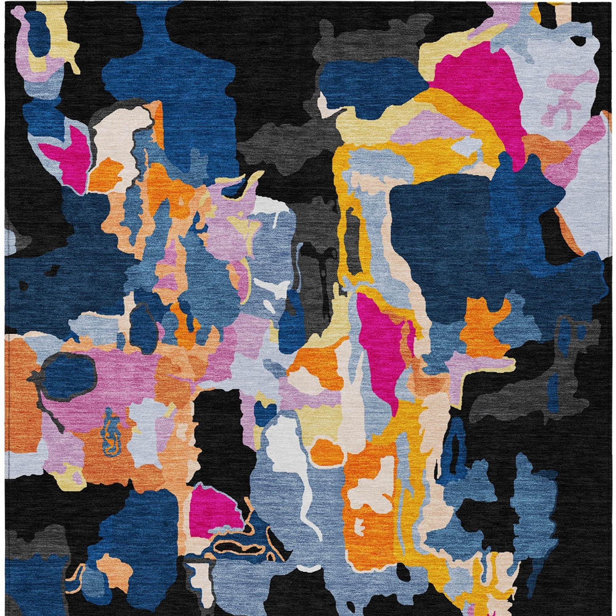 8' X 10' Black Blue And Pink Abstract Washable Indoor Outdoor Area Rug Sports & Outdoor