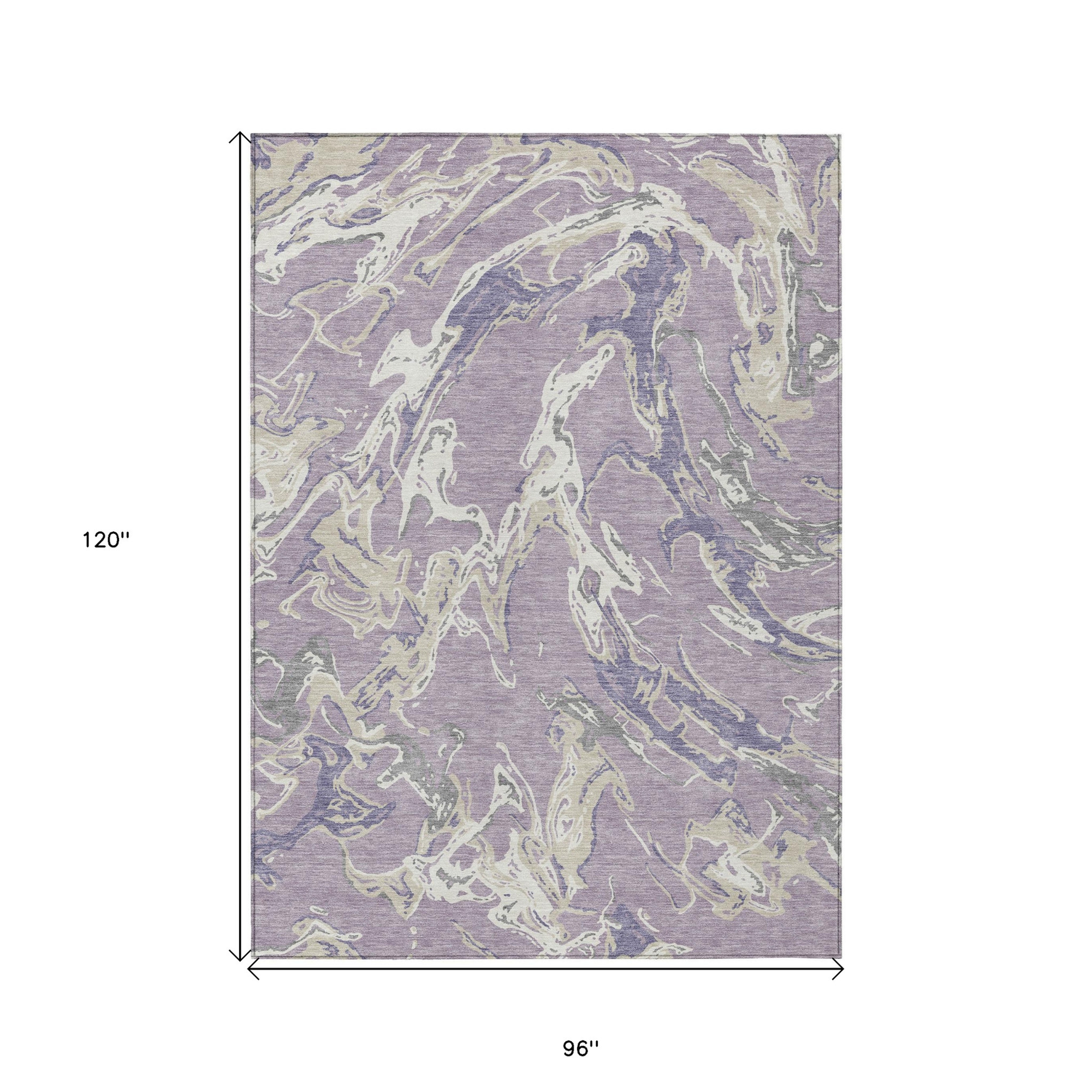 8' X 10' Lavender And Ivory Abstract Washable Indoor Outdoor Area Rug Sports & Outdoor