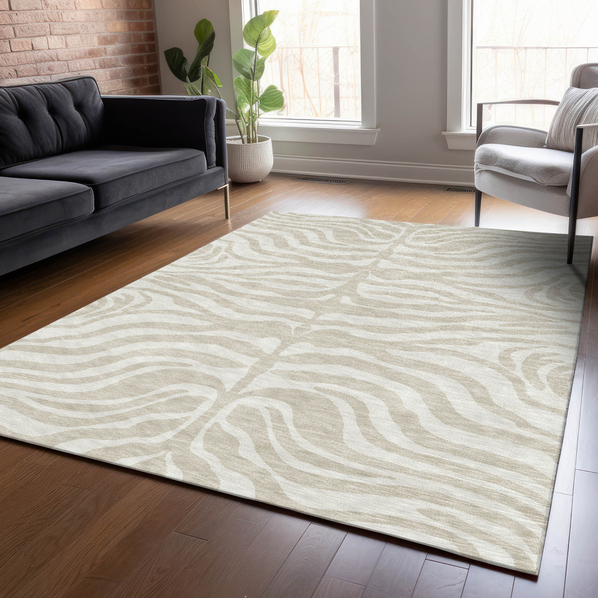 8' X 10' Beige And Tan Animal Print Washable Indoor Outdoor Area Rug Sports & Outdoor