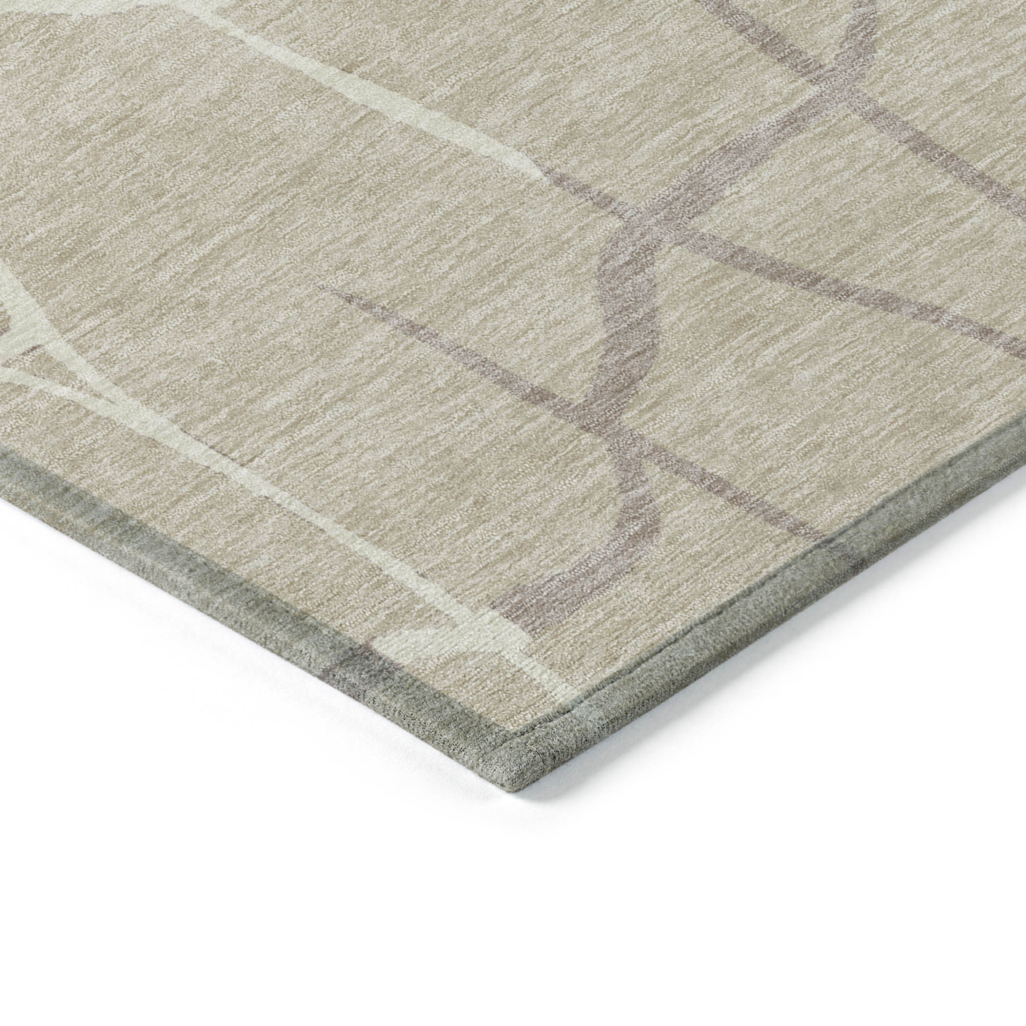 8' Beige And Tan Round Abstract Washable Indoor Outdoor Area Rug Sports & Outdoor