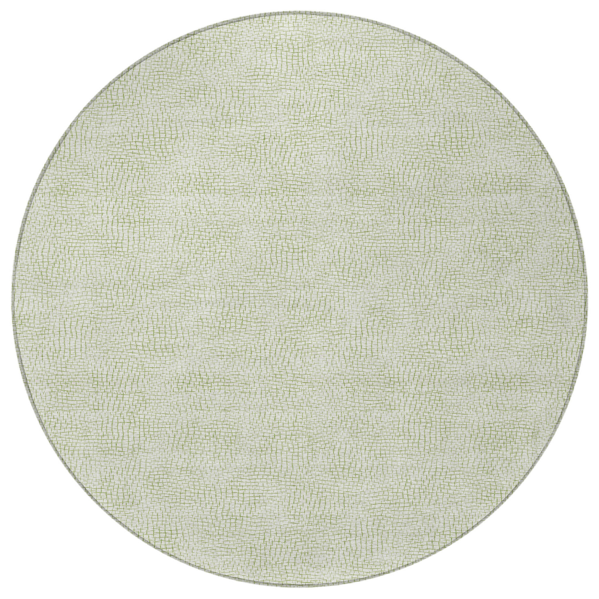 8' Artichoke Green And Ivory Round Geometric Washable Indoor Outdoor Area Rug Sports & Outdoor