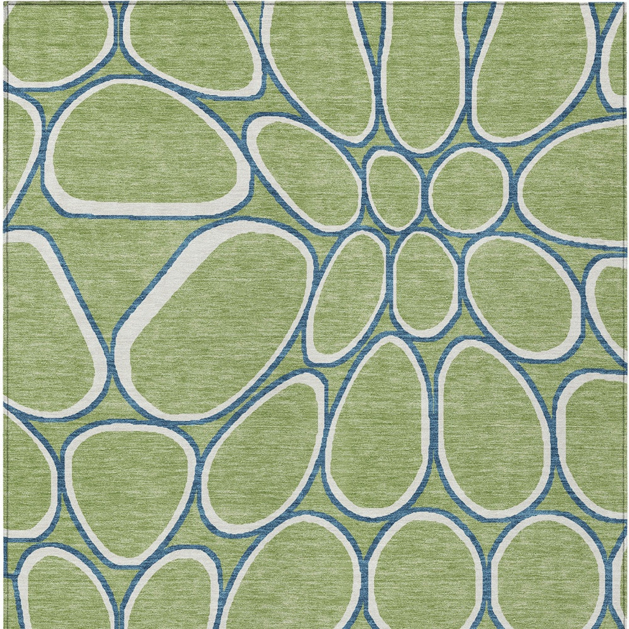 8' X 10' Artichoke Green And Ivory Abstract Washable Indoor Outdoor Area Rug Sports & Outdoor