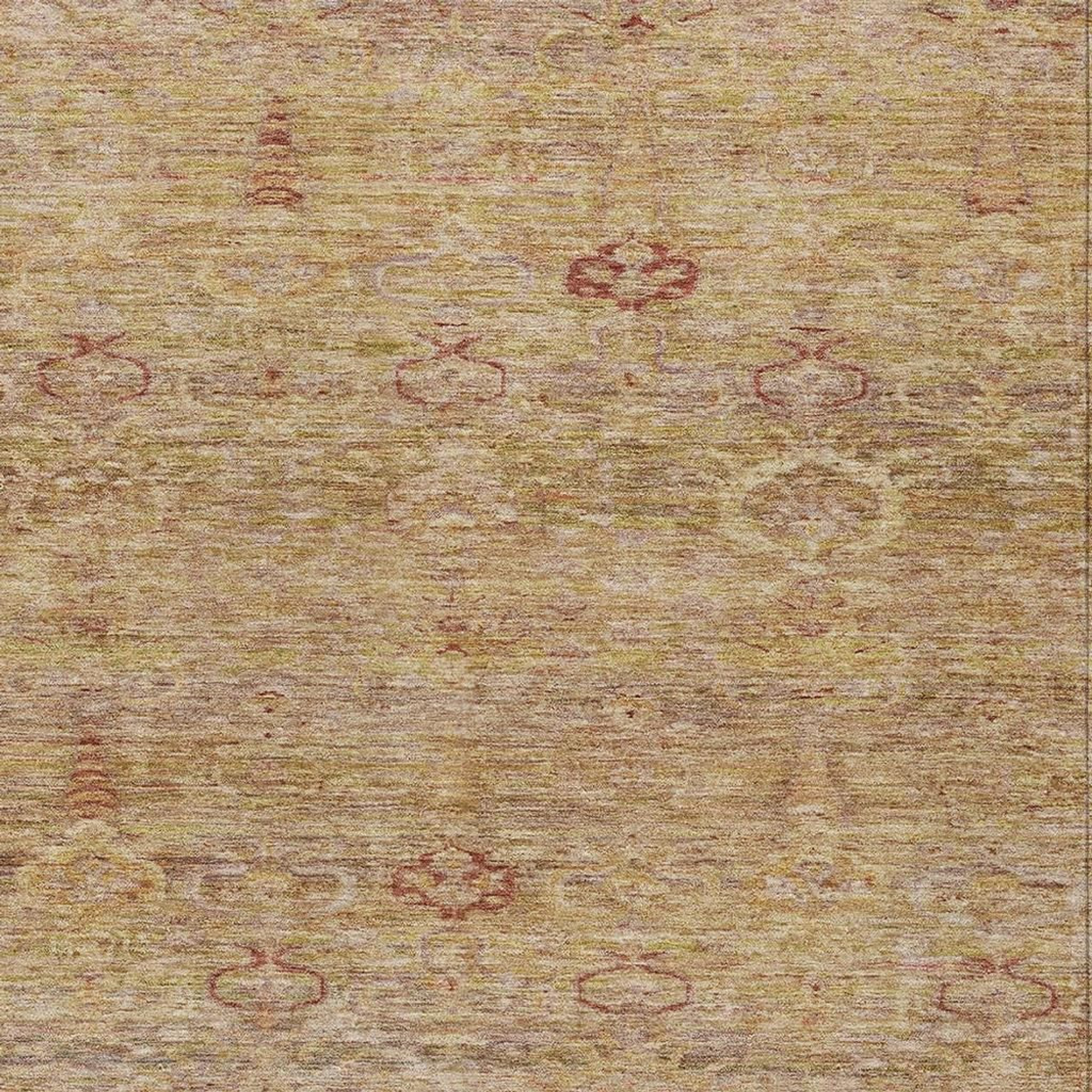 10' X 14' Coral And Copper Oriental Washable Indoor Outdoor Area Rug - Sports & Outdoor