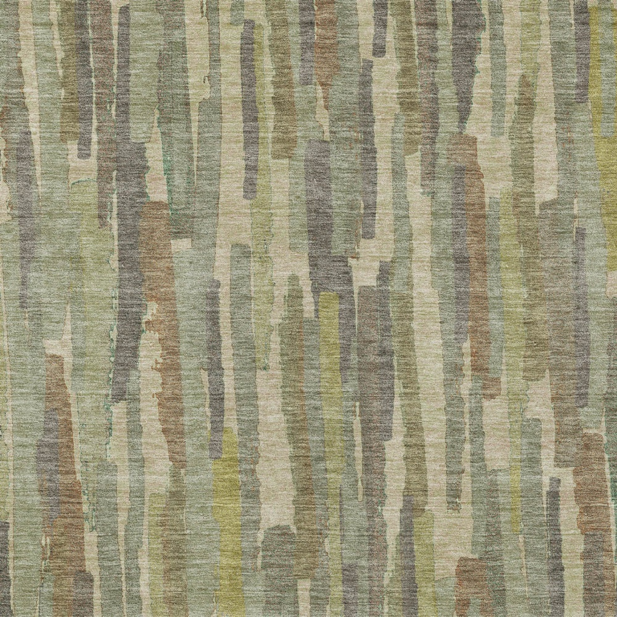 10' X 14' Artichoke Green And Ivory Striped Washable Indoor Outdoor Area Rug - Sports & Outdoor