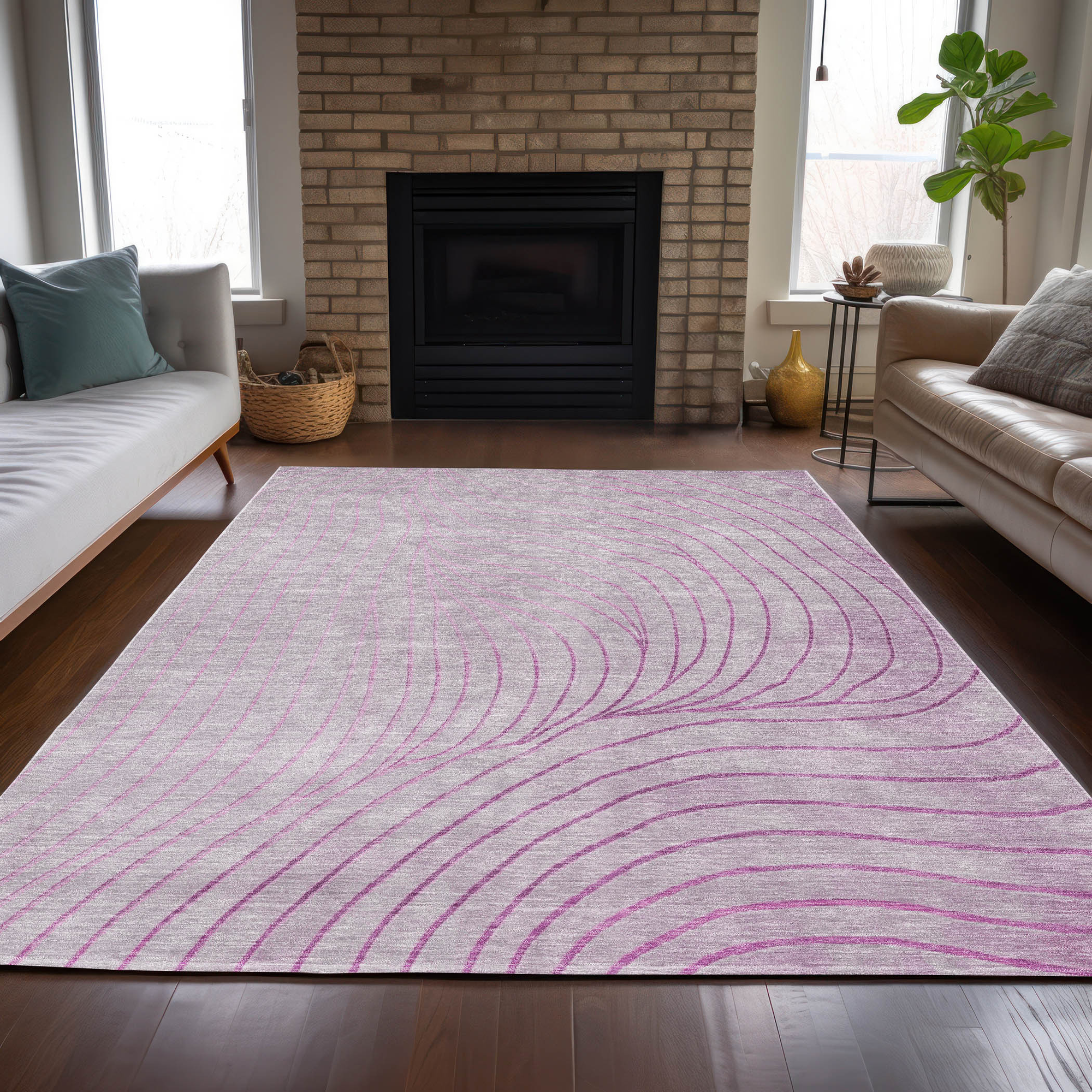10' X 14' Blush And Silver Abstract Washable Indoor Outdoor Area Rug - Sports & Outdoor