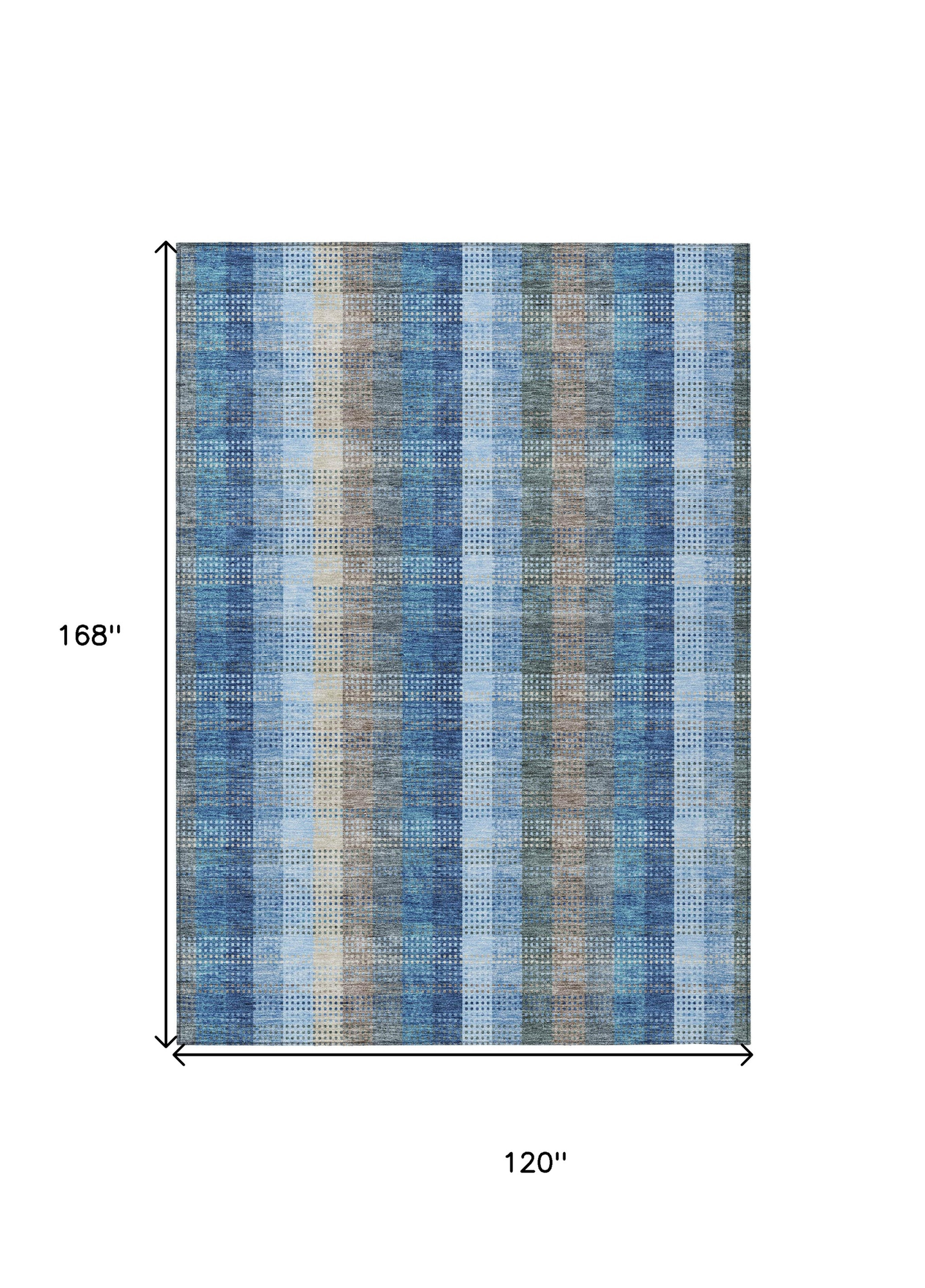 10' X 14' Denim Blue Sky Blue And Beige Plaid Washable Indoor Outdoor Area Rug - Sports & Outdoor