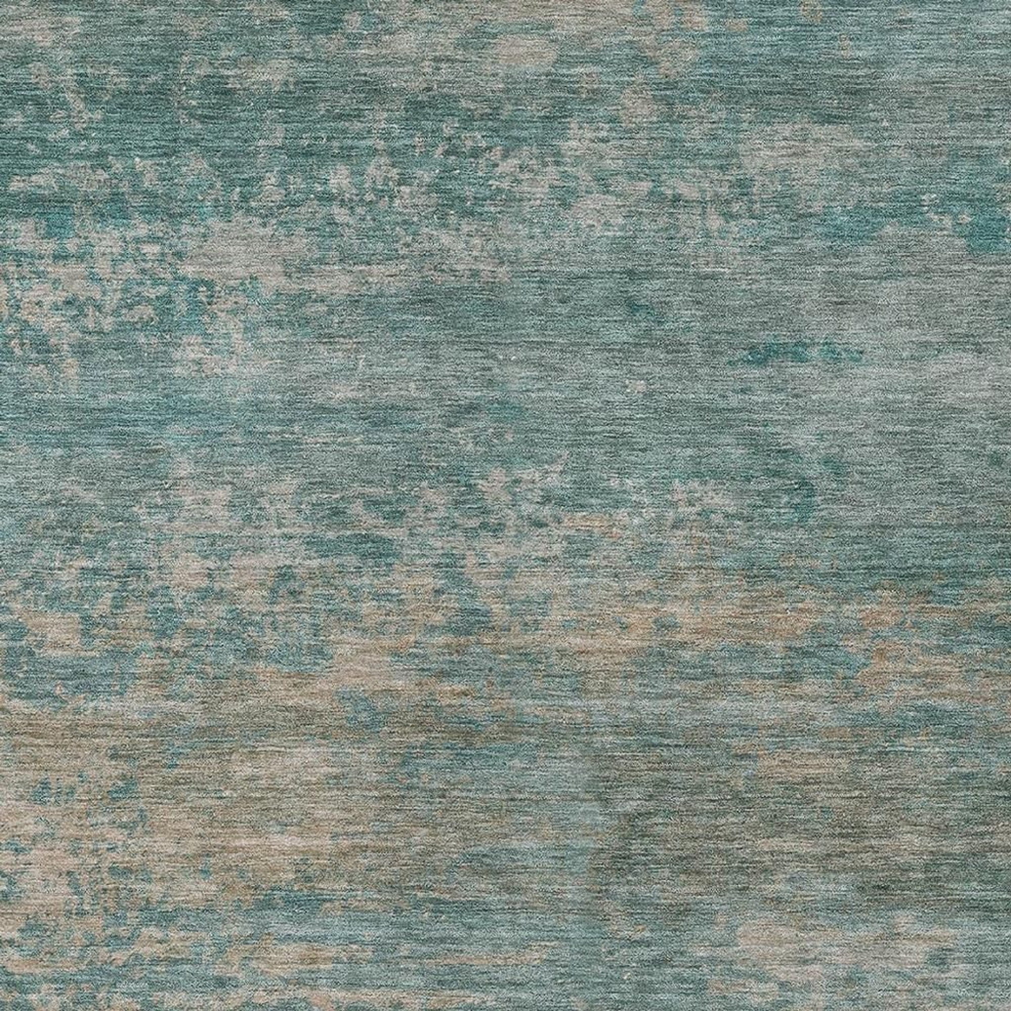 10' X 14' Aqua And Beige Abstract Washable Indoor Outdoor Area Rug - Sports & Outdoor