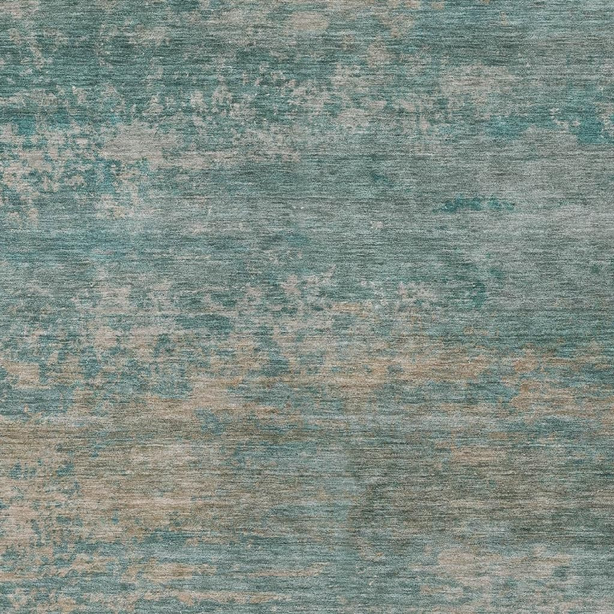 10' X 14' Aqua And Beige Abstract Washable Indoor Outdoor Area Rug - Sports & Outdoor