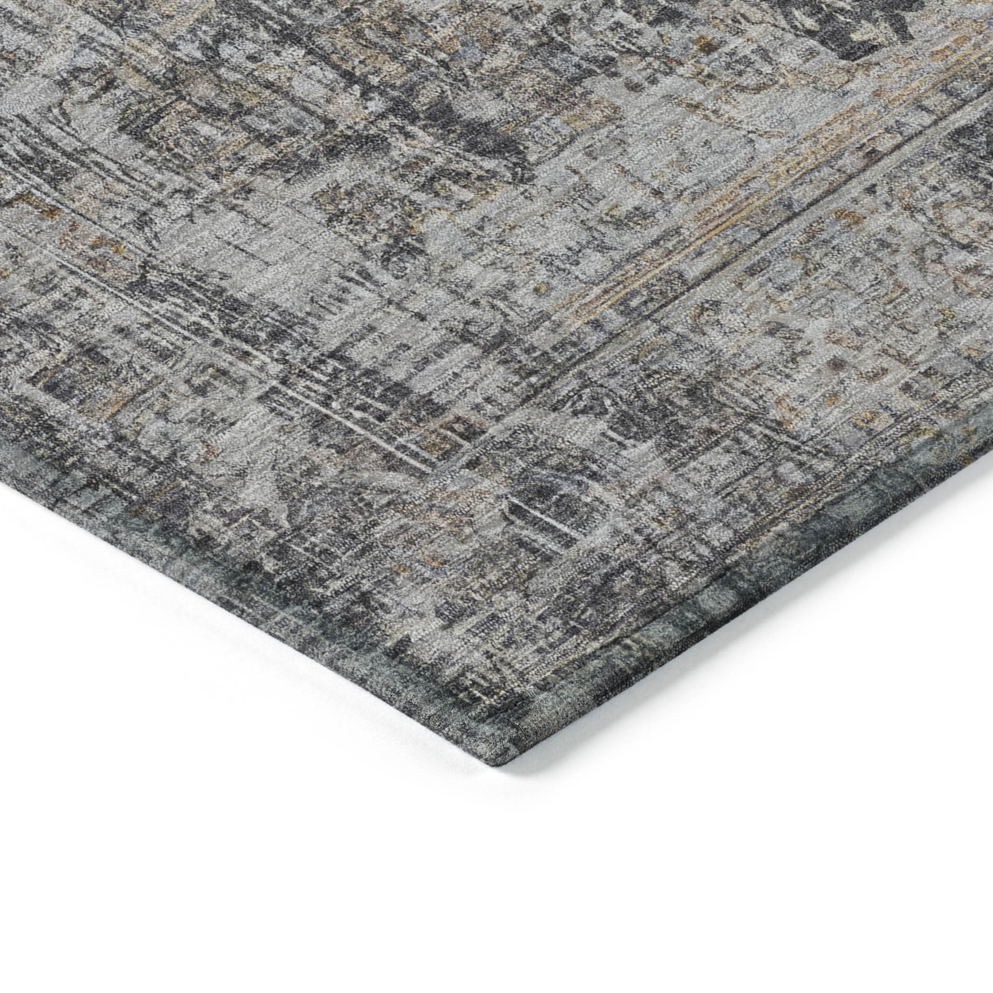 10' X 14' Charcoal And Silver Abstract Washable Indoor Outdoor Area Rug - Sports & Outdoor