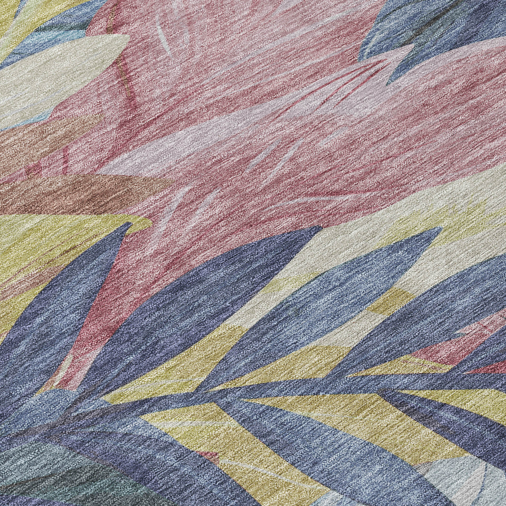 10' X 14' Denim Blue And Blush Floral Washable Indoor Outdoor Area Rug - Sports & Outdoor